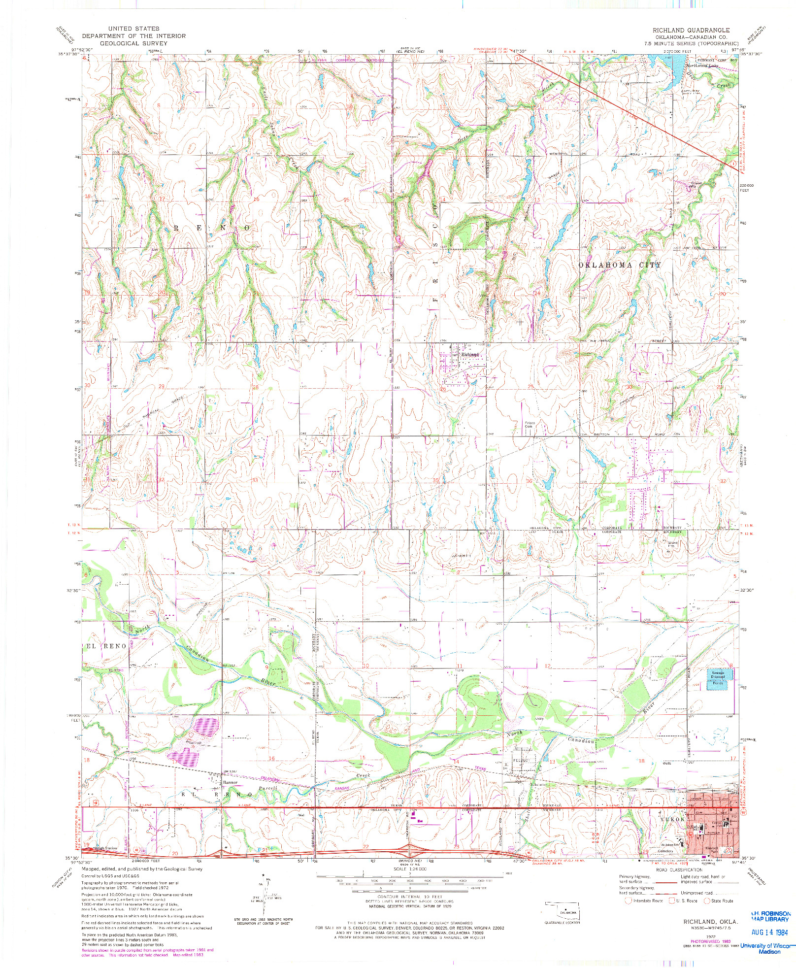 USGS 1:24000-SCALE QUADRANGLE FOR RICHLAND, OK 1972
