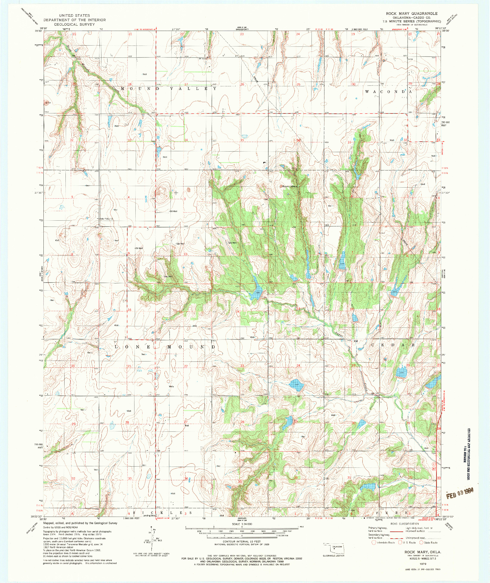 USGS 1:24000-SCALE QUADRANGLE FOR ROCK MARY, OK 1979
