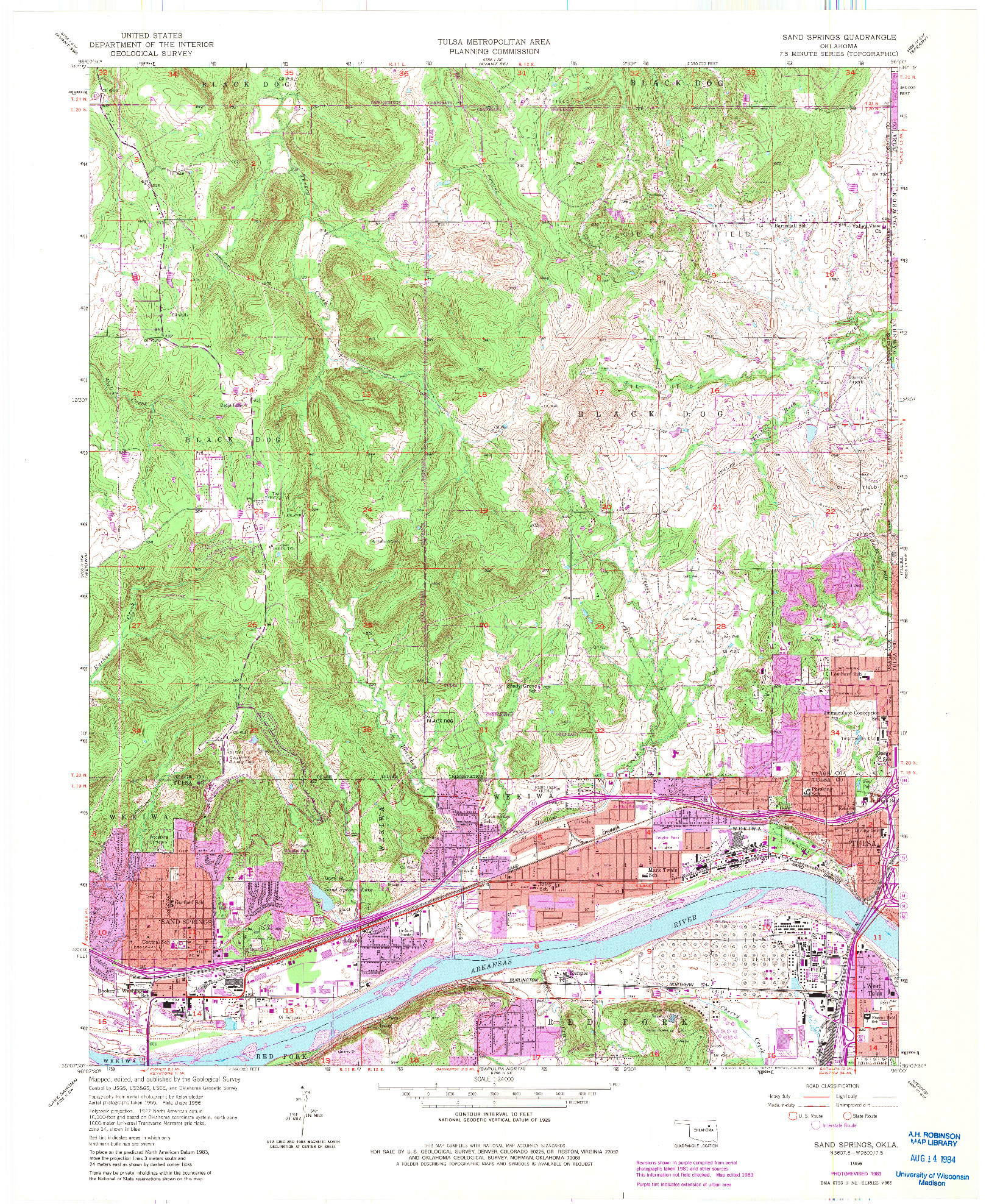 USGS 1:24000-SCALE QUADRANGLE FOR SAND SPRINGS, OK 1956