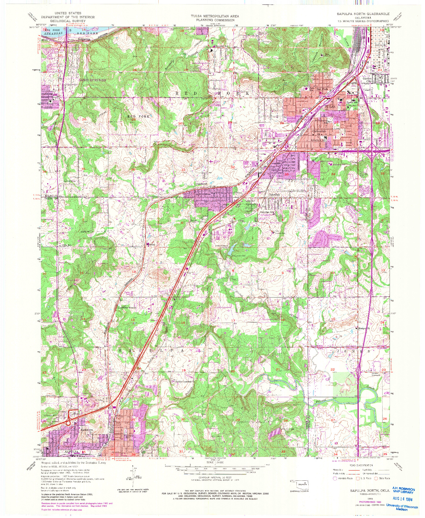 USGS 1:24000-SCALE QUADRANGLE FOR SAPULPA NORTH, OK 1956