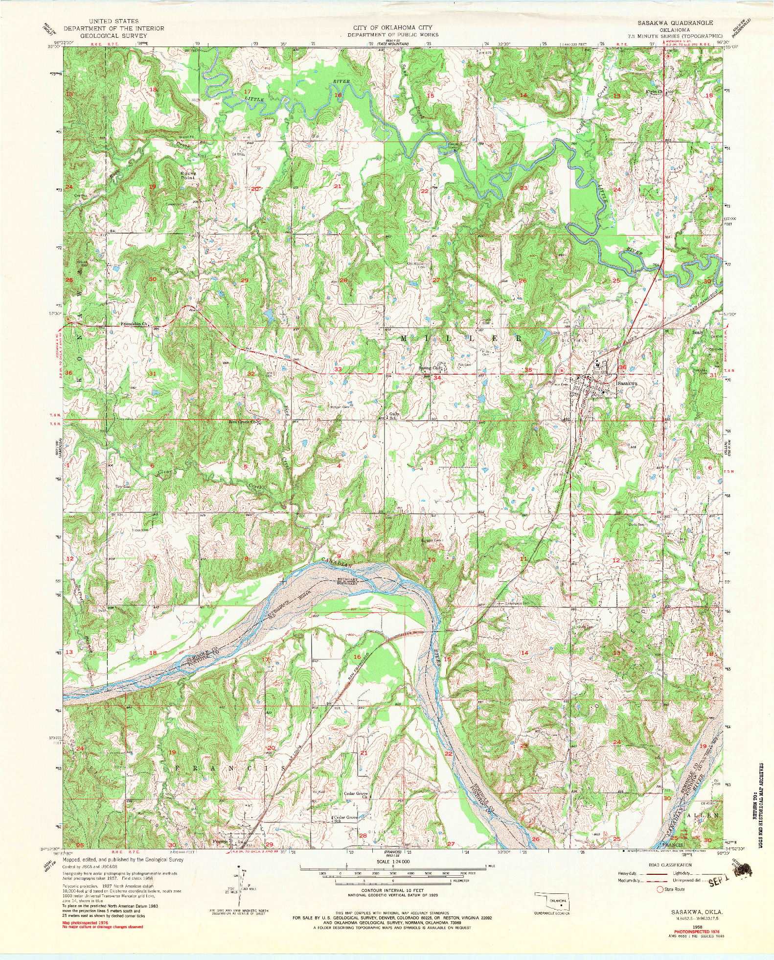 USGS 1:24000-SCALE QUADRANGLE FOR SASAKWA, OK 1958