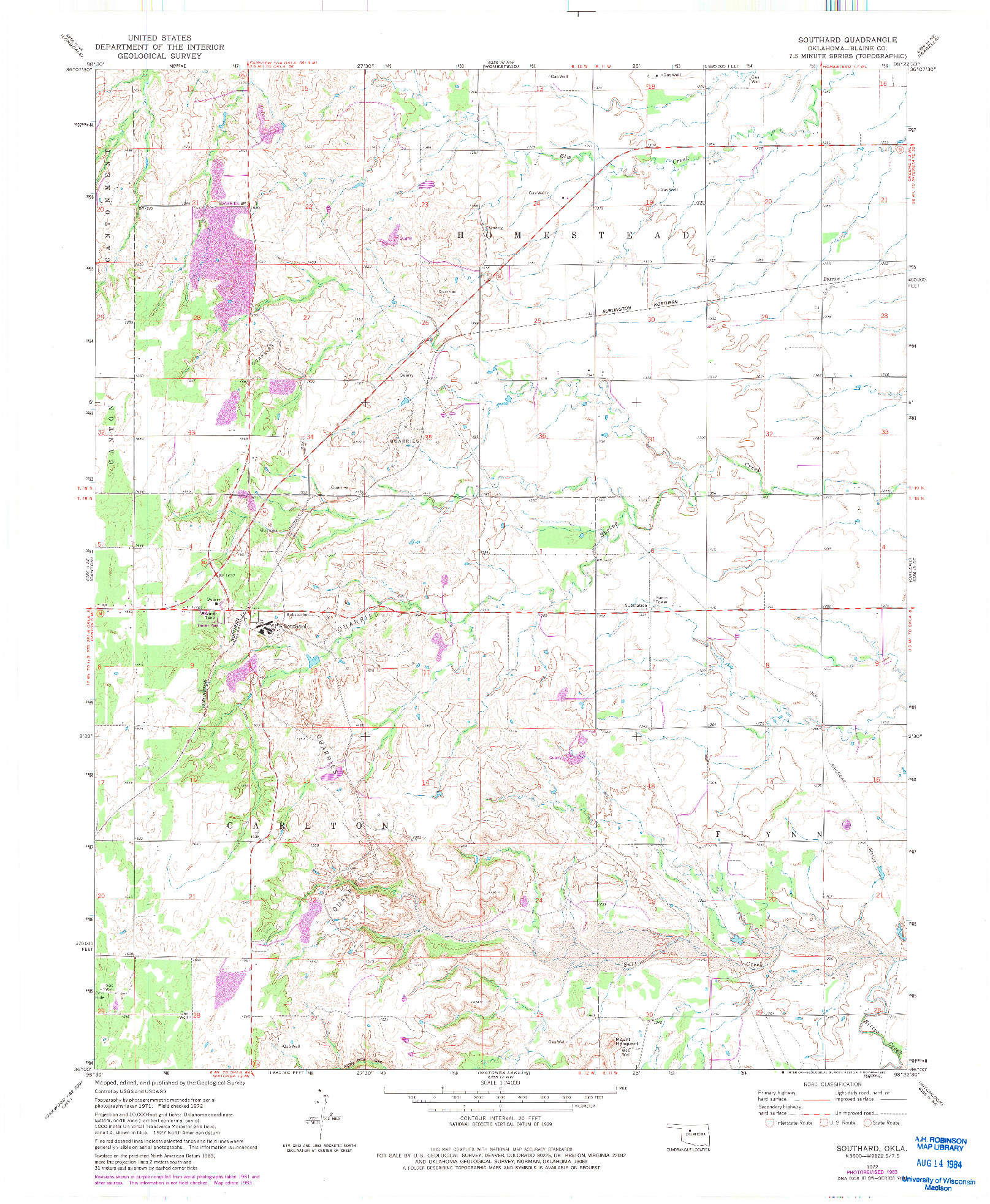 USGS 1:24000-SCALE QUADRANGLE FOR SOUTHARD, OK 1972