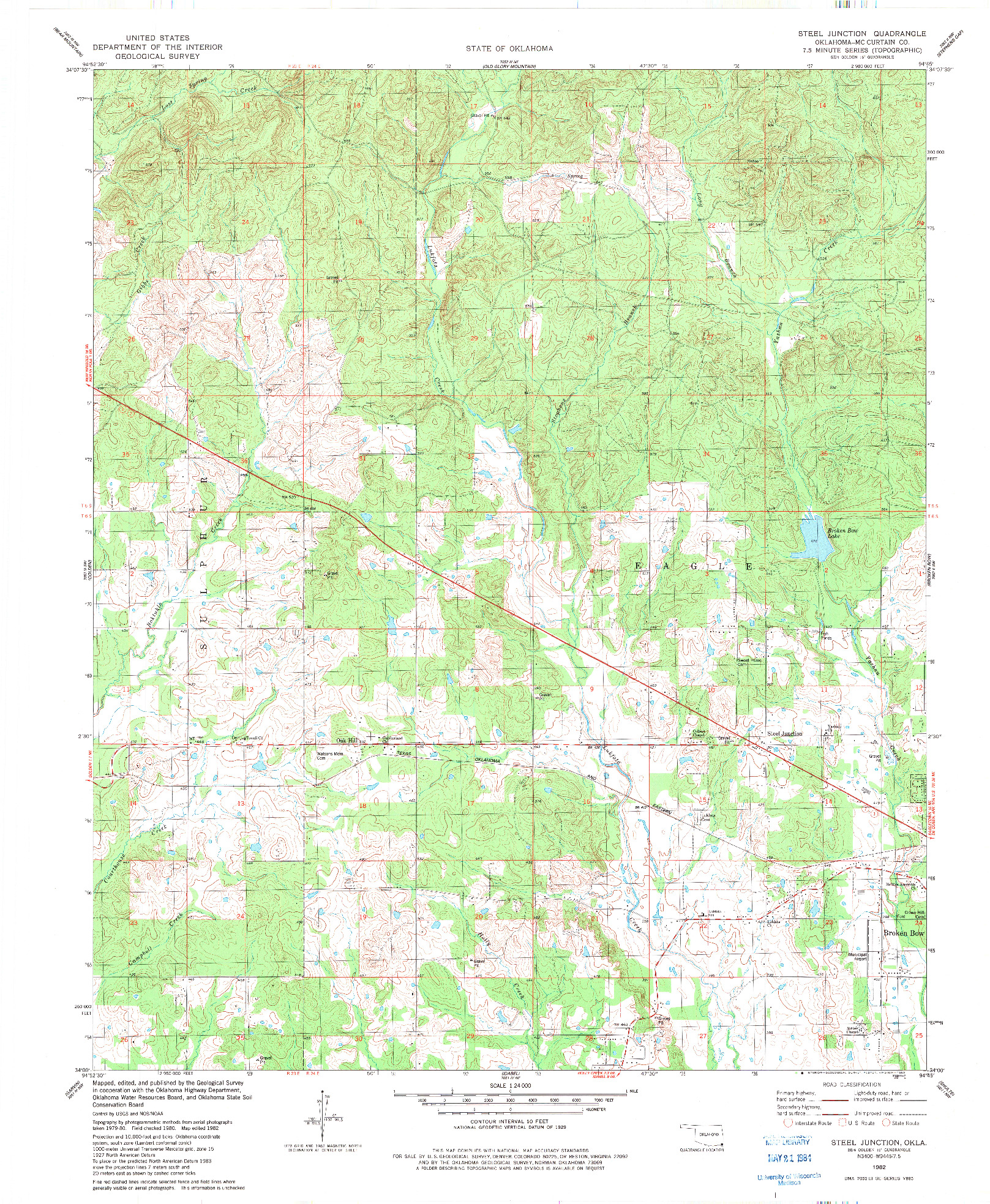 USGS 1:24000-SCALE QUADRANGLE FOR STEEL JUNCTION, OK 1982