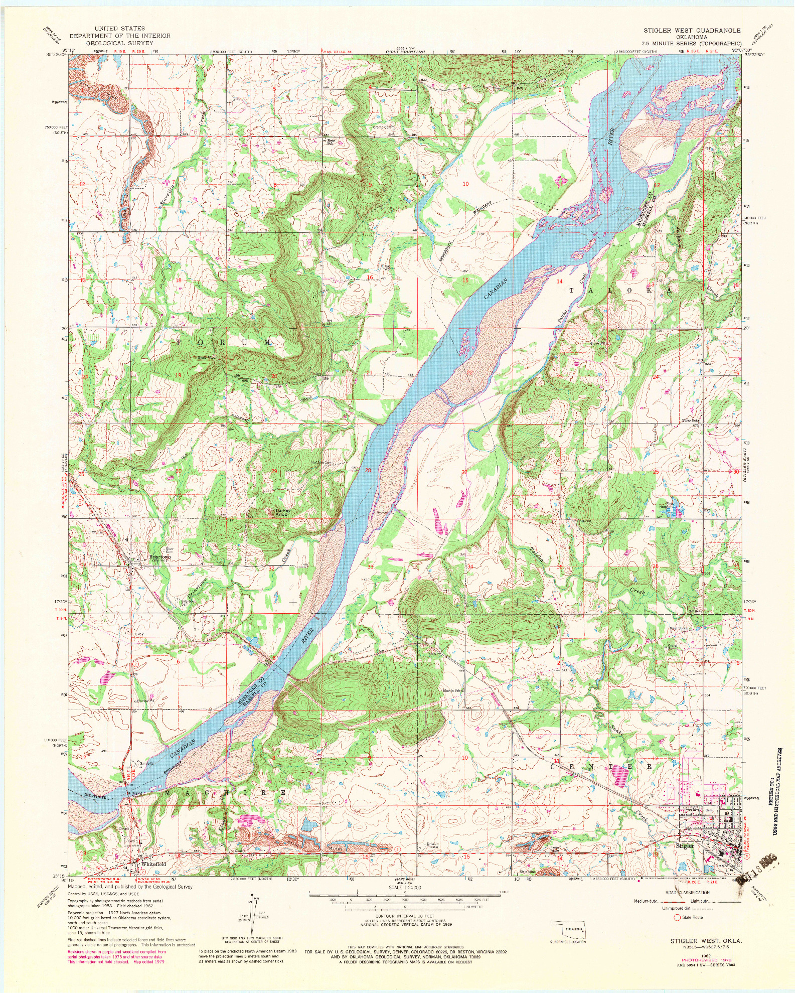 USGS 1:24000-SCALE QUADRANGLE FOR STIGLER WEST, OK 1962