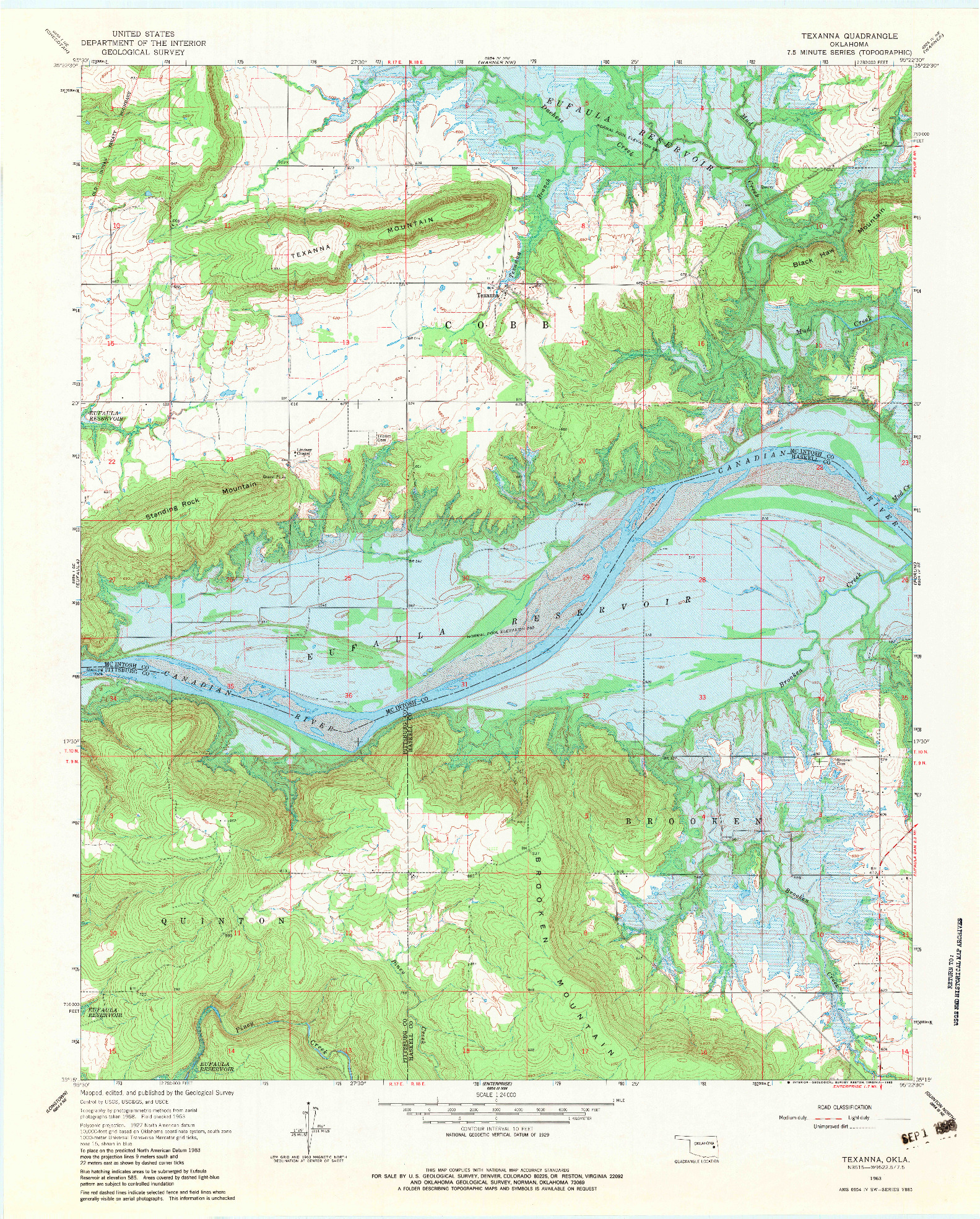 USGS 1:24000-SCALE QUADRANGLE FOR TEXANNA, OK 1963