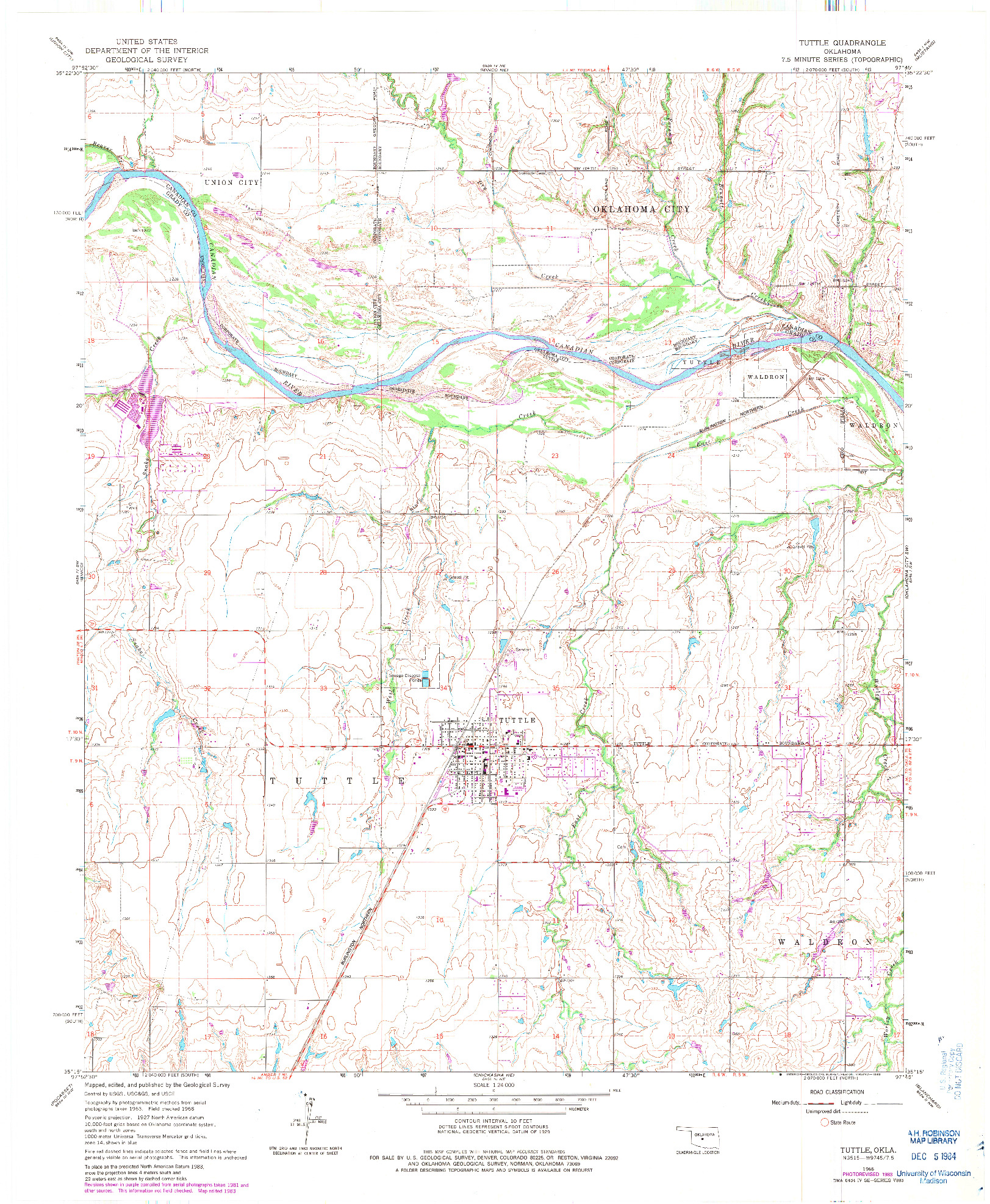 USGS 1:24000-SCALE QUADRANGLE FOR TUTTLE, OK 1966