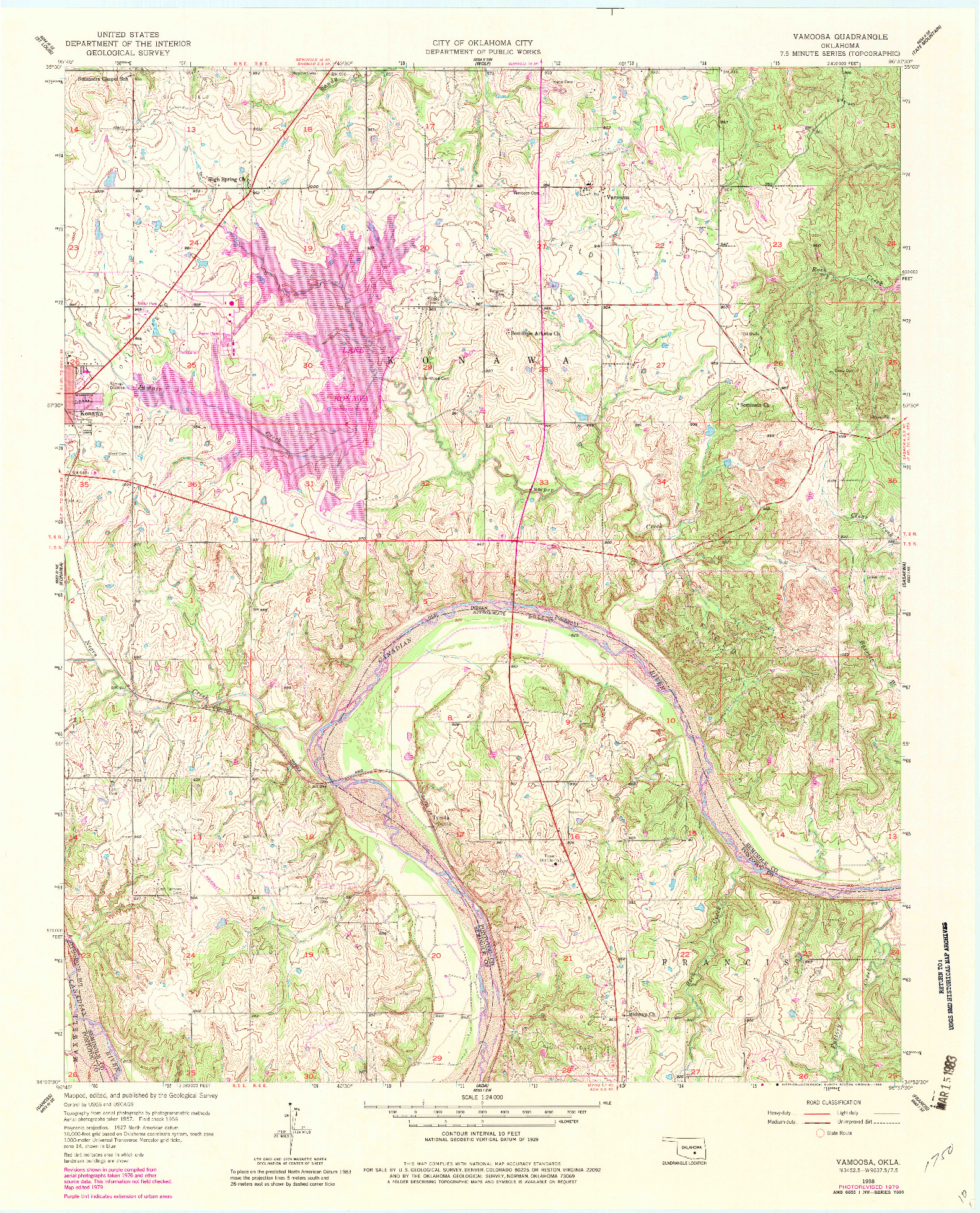 USGS 1:24000-SCALE QUADRANGLE FOR VAMOOSA, OK 1958