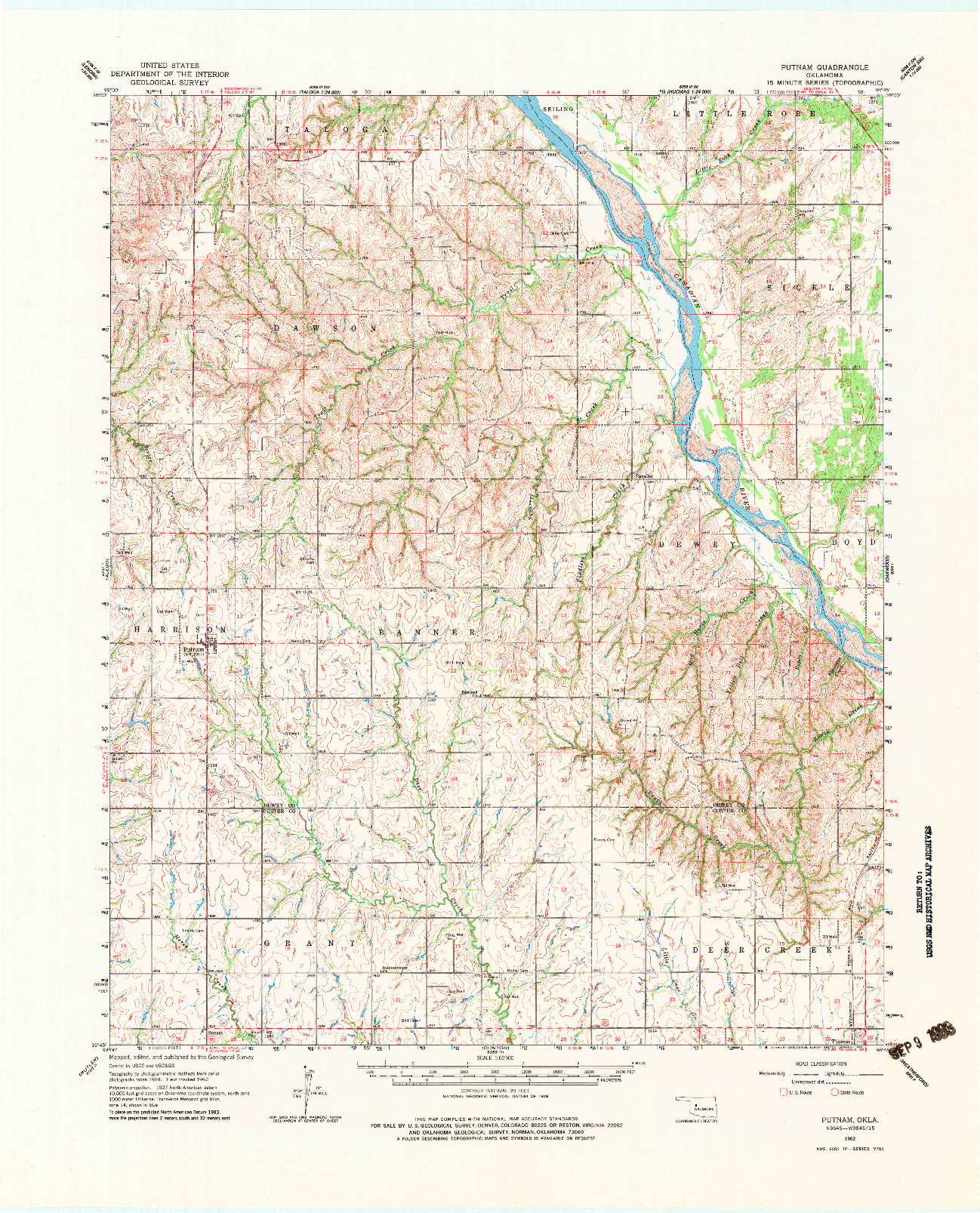 USGS 1:62500-SCALE QUADRANGLE FOR PUTNAM, OK 1962