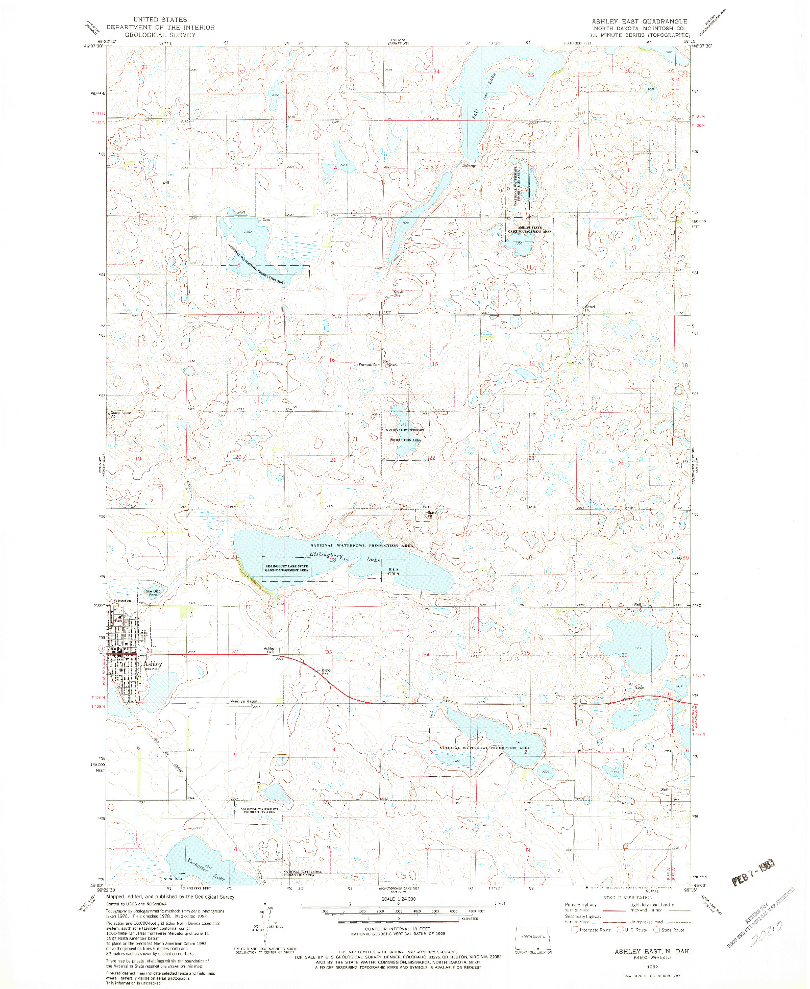 USGS 1:24000-SCALE QUADRANGLE FOR ASHLEY EAST, ND 1982