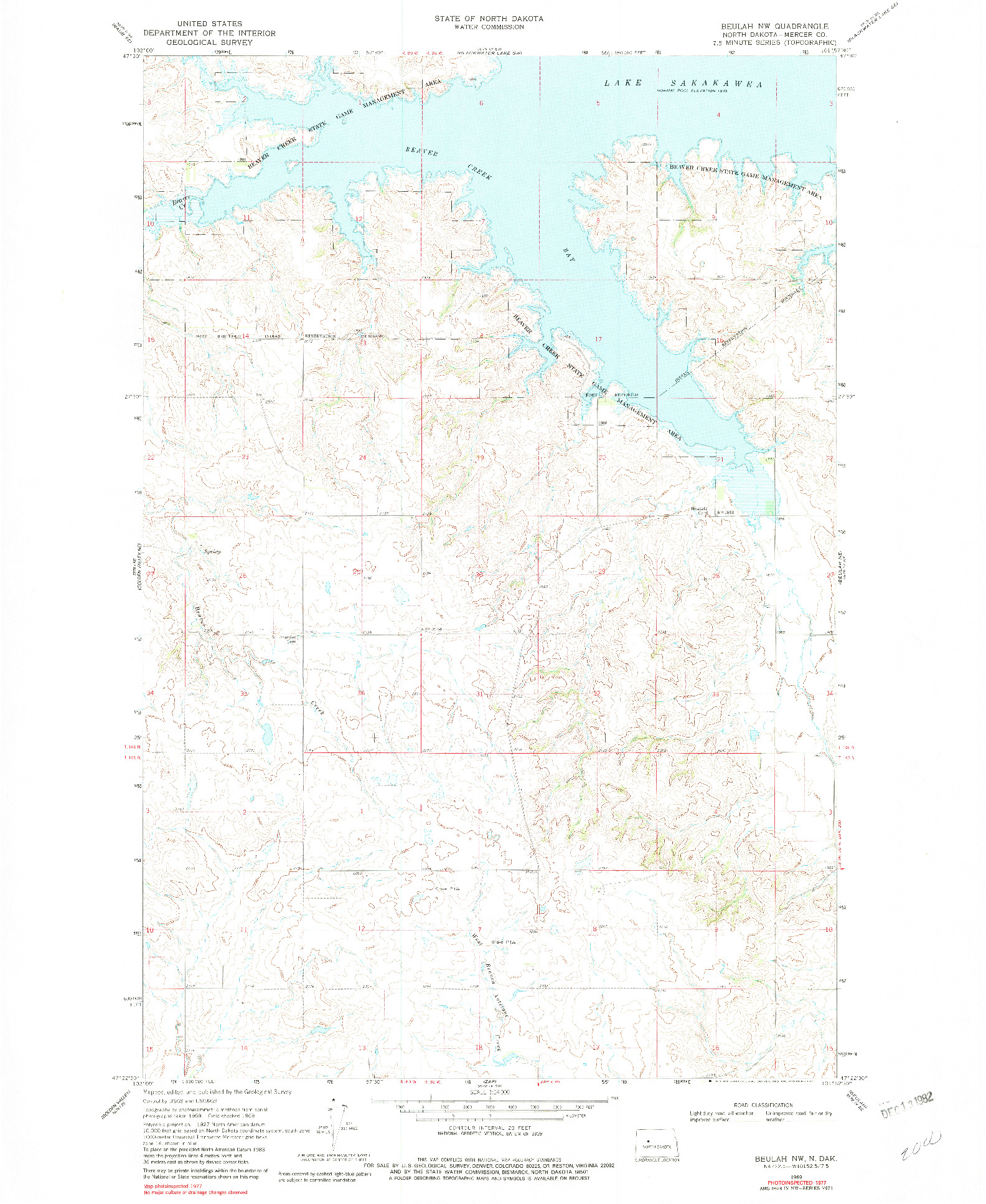 USGS 1:24000-SCALE QUADRANGLE FOR BEULAH NW, ND 1969