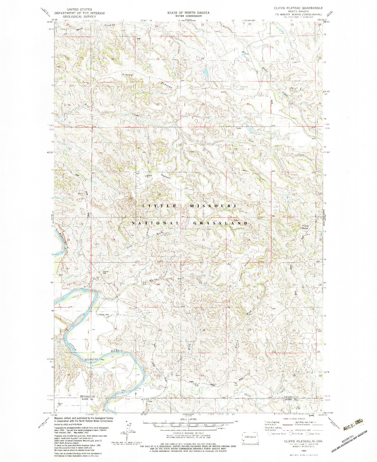 USGS 1:24000-SCALE QUADRANGLE FOR CLIFFS PLATEAU, ND 1982