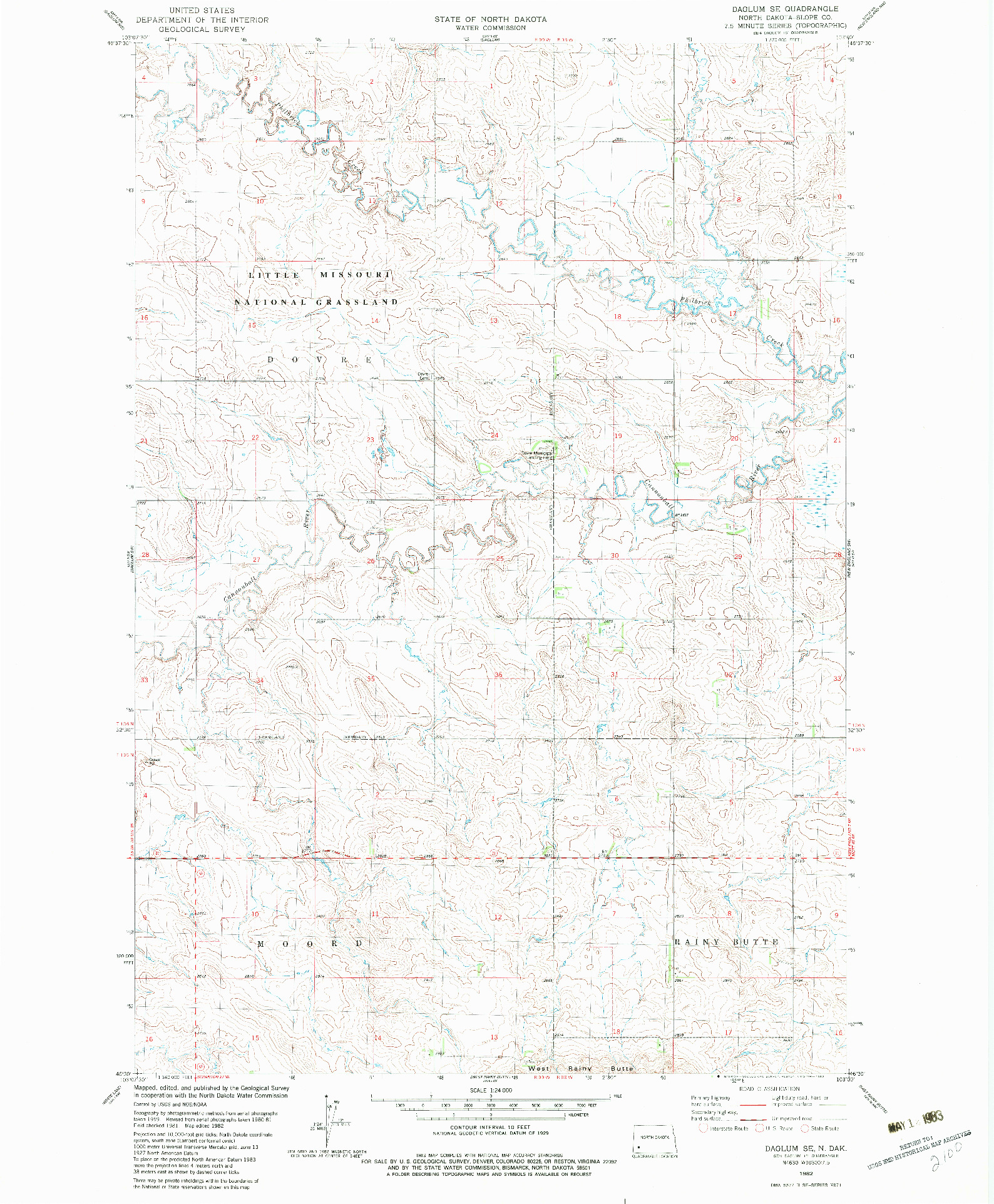 USGS 1:24000-SCALE QUADRANGLE FOR DAGLUM SE, ND 1982