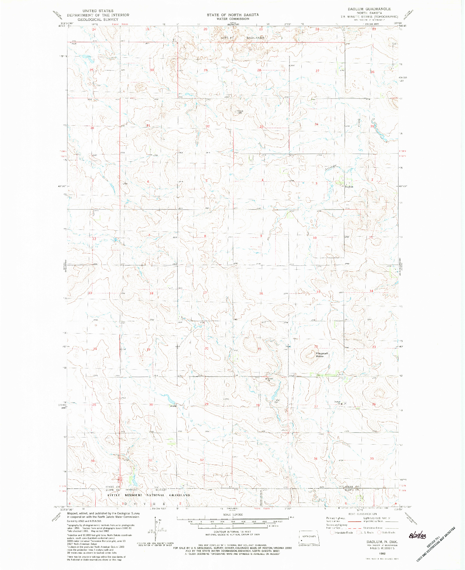 USGS 1:24000-SCALE QUADRANGLE FOR DAGLUM, ND 1982