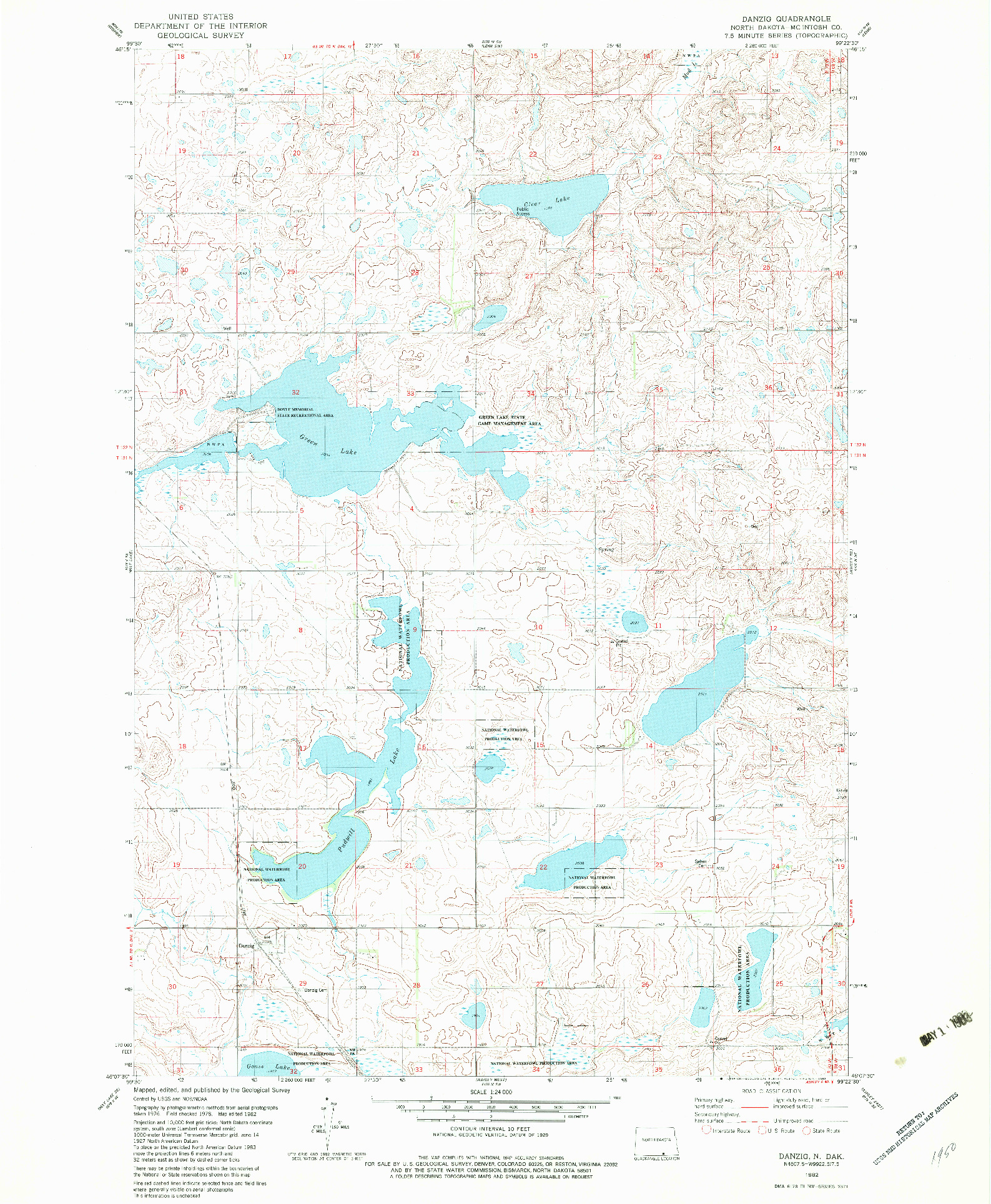 USGS 1:24000-SCALE QUADRANGLE FOR DANZIG, ND 1982