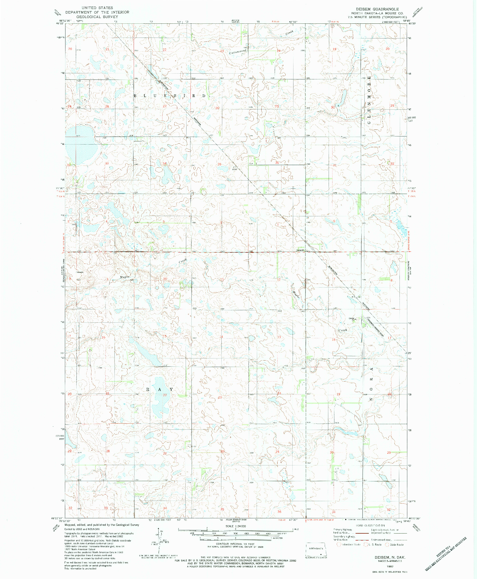 USGS 1:24000-SCALE QUADRANGLE FOR DEISEM, ND 1982