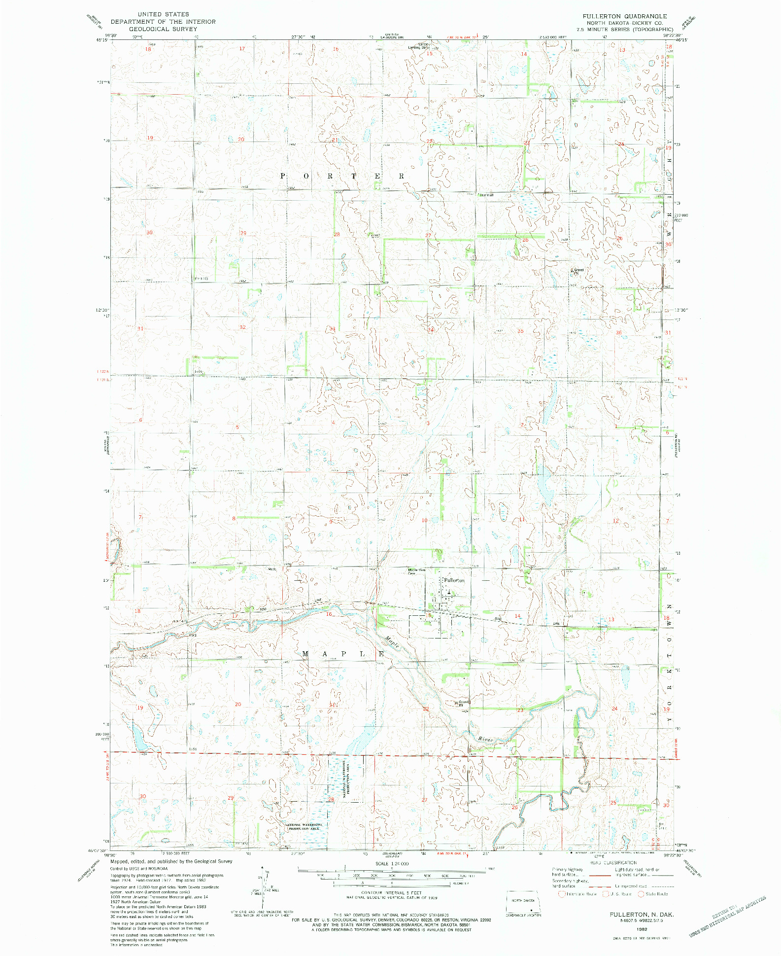 USGS 1:24000-SCALE QUADRANGLE FOR FULLERTON, ND 1982