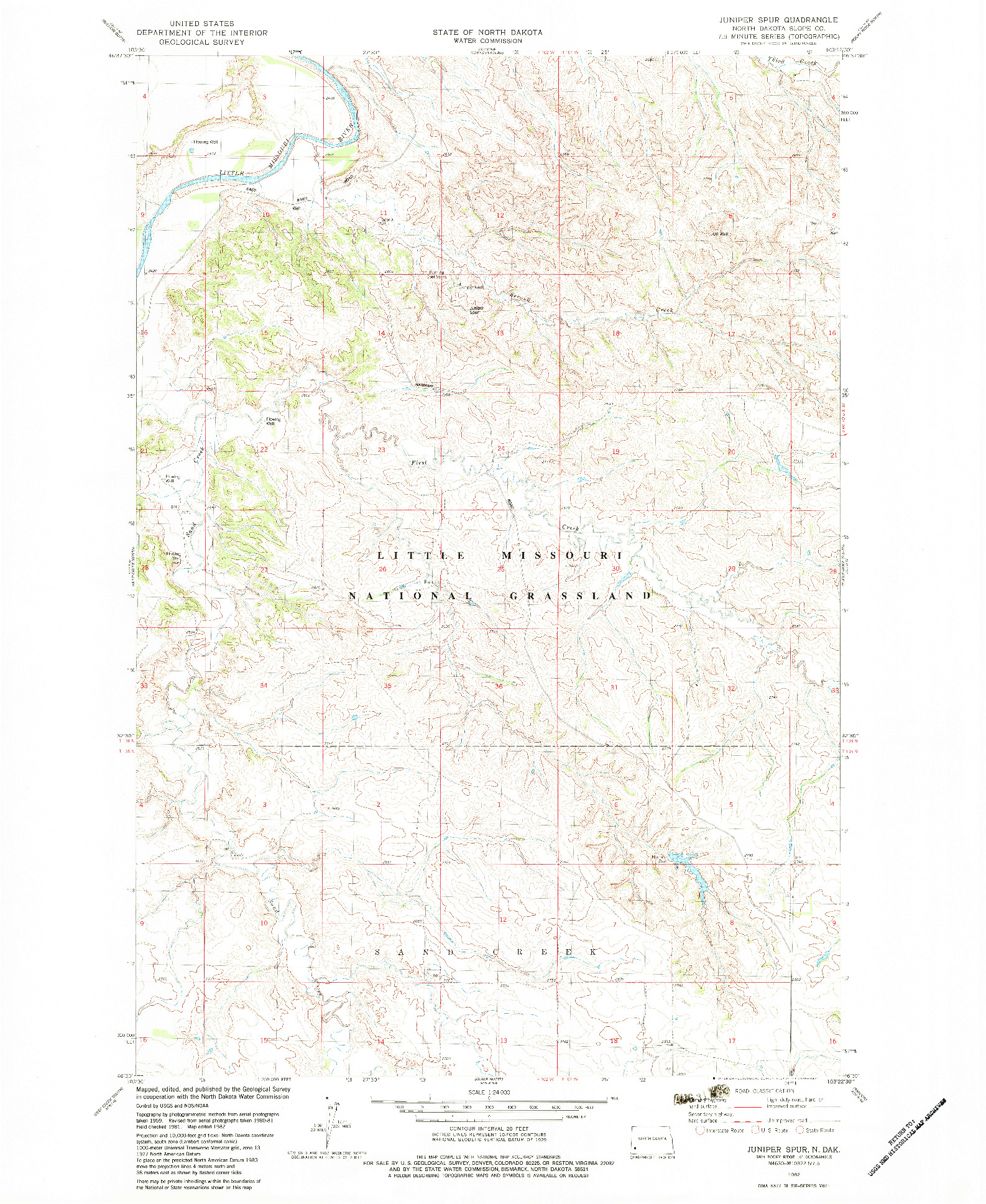 USGS 1:24000-SCALE QUADRANGLE FOR JUNIPER SPUR, ND 1982