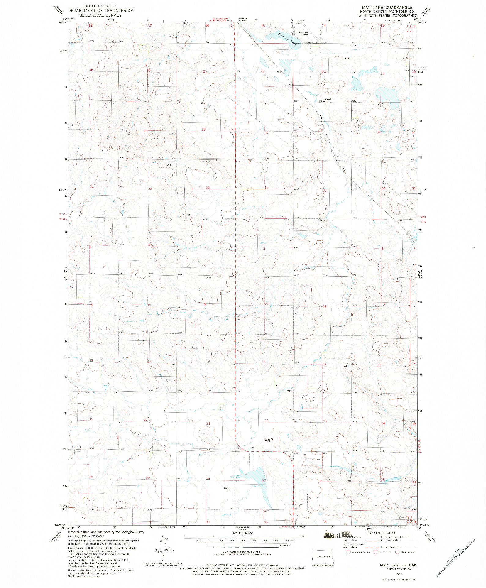 USGS 1:24000-SCALE QUADRANGLE FOR MAY LAKE, ND 1982