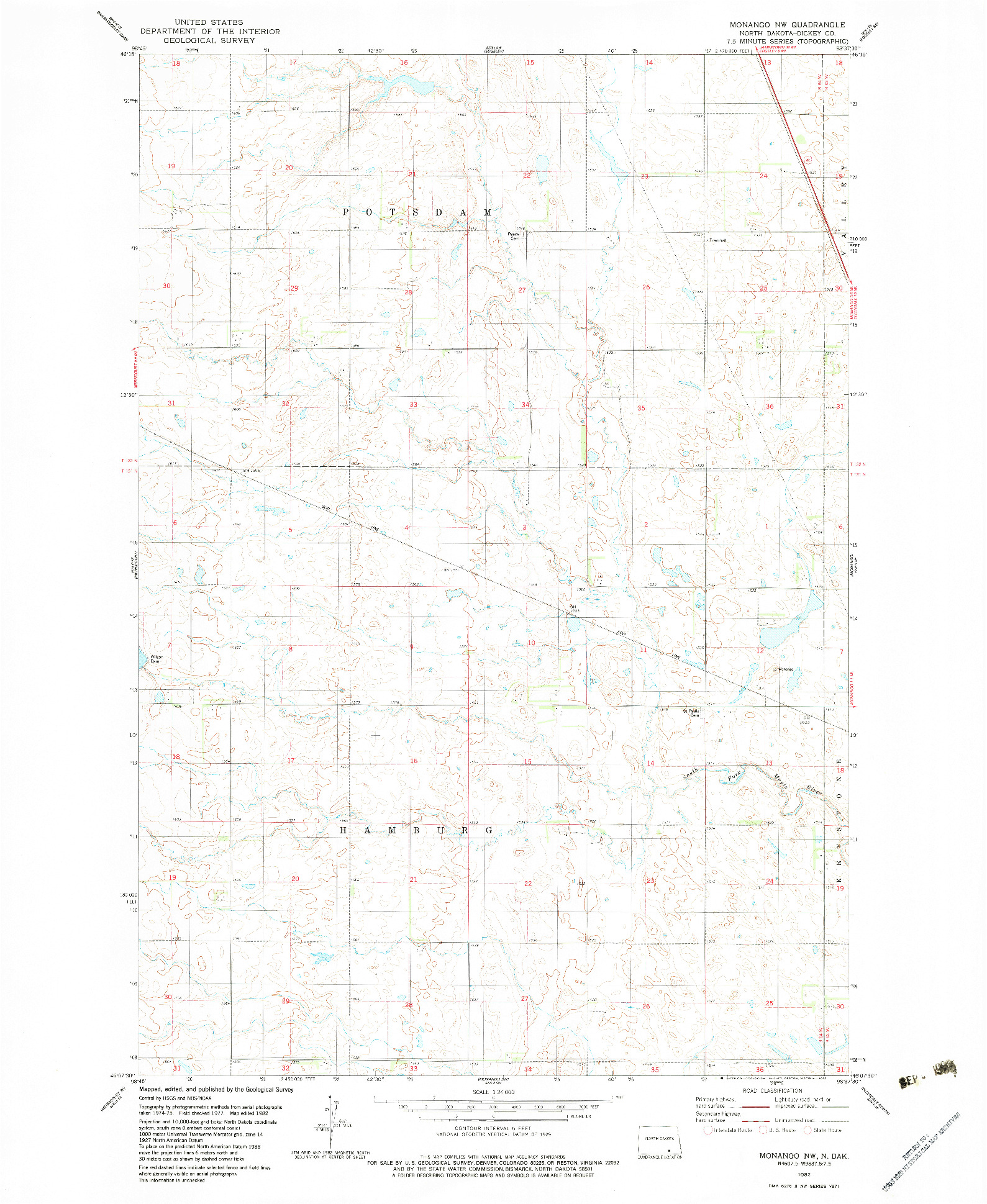 USGS 1:24000-SCALE QUADRANGLE FOR MONANGO NW, ND 1982