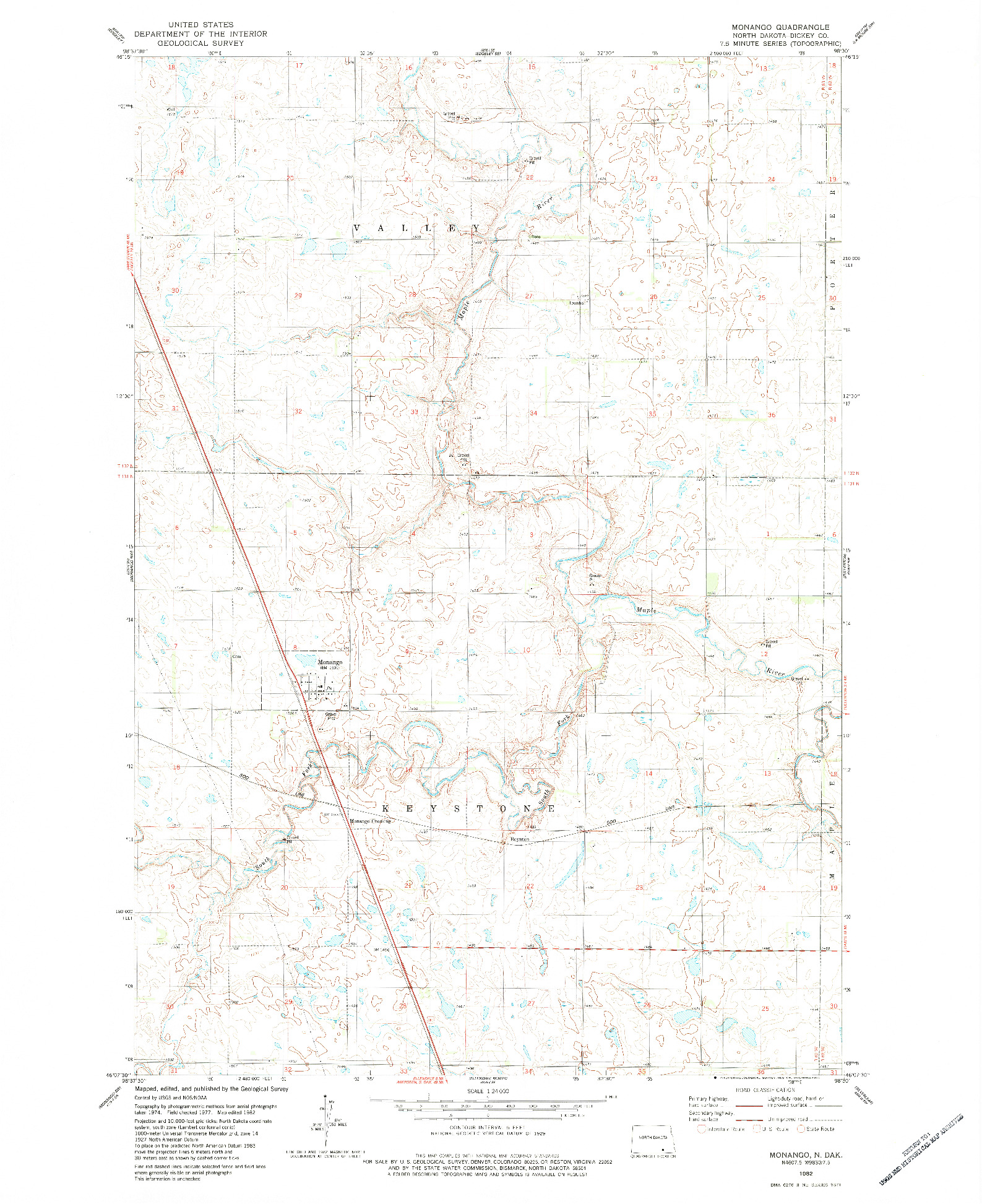 USGS 1:24000-SCALE QUADRANGLE FOR MONANGO, ND 1982