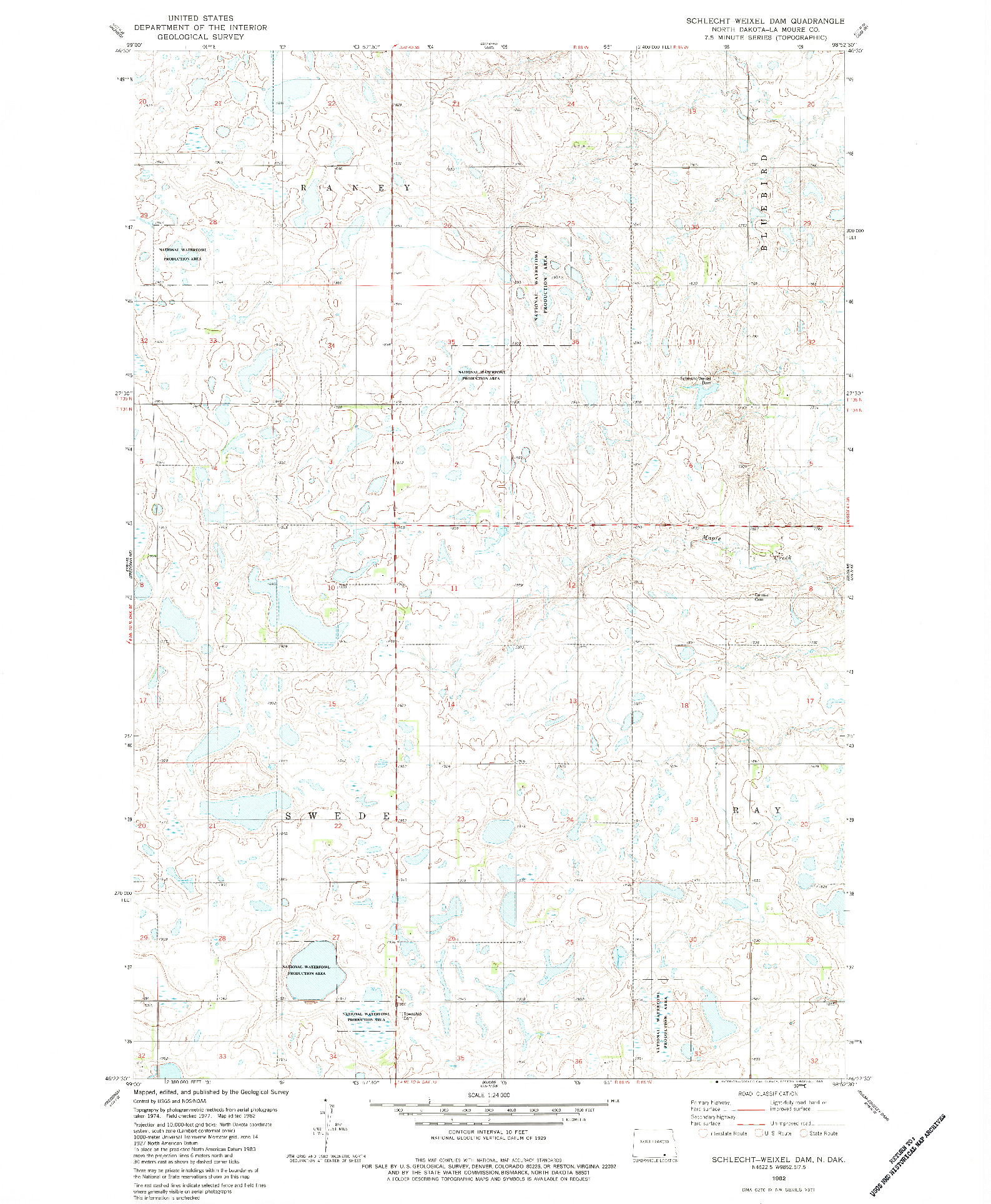 USGS 1:24000-SCALE QUADRANGLE FOR SCHLECHT-WEIXEL DAM, ND 1982