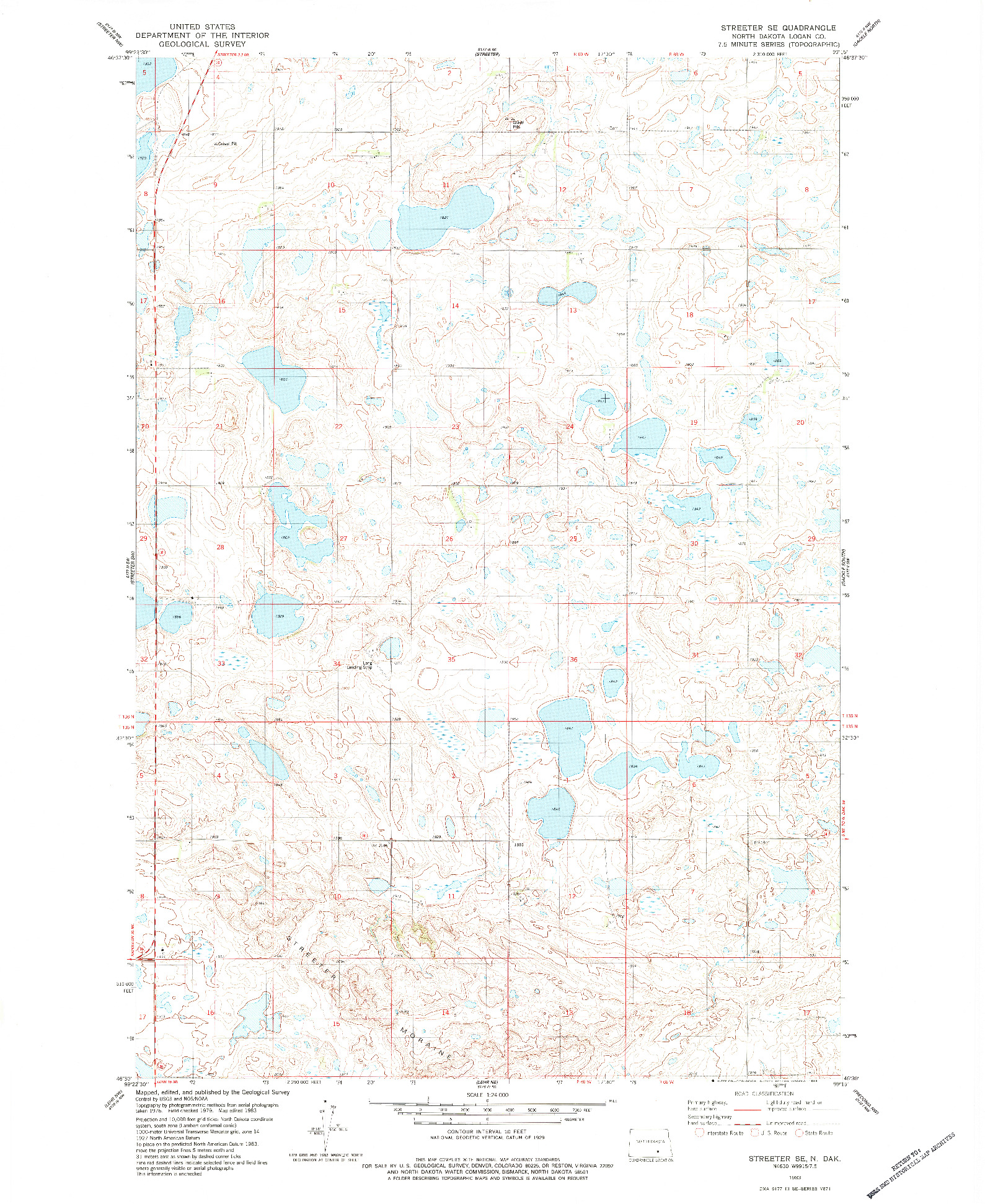 USGS 1:24000-SCALE QUADRANGLE FOR STREETER SE, ND 1983