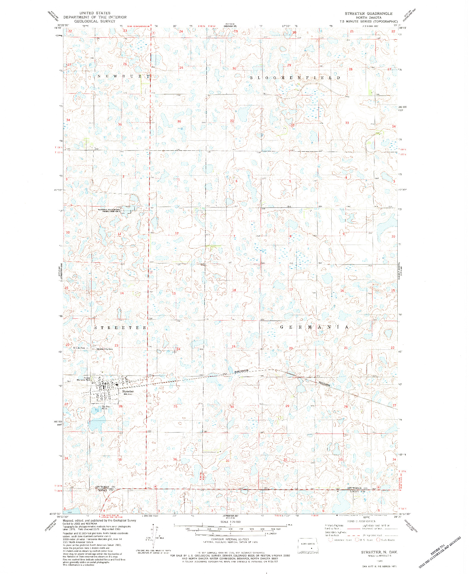 USGS 1:24000-SCALE QUADRANGLE FOR STREETER, ND 1983