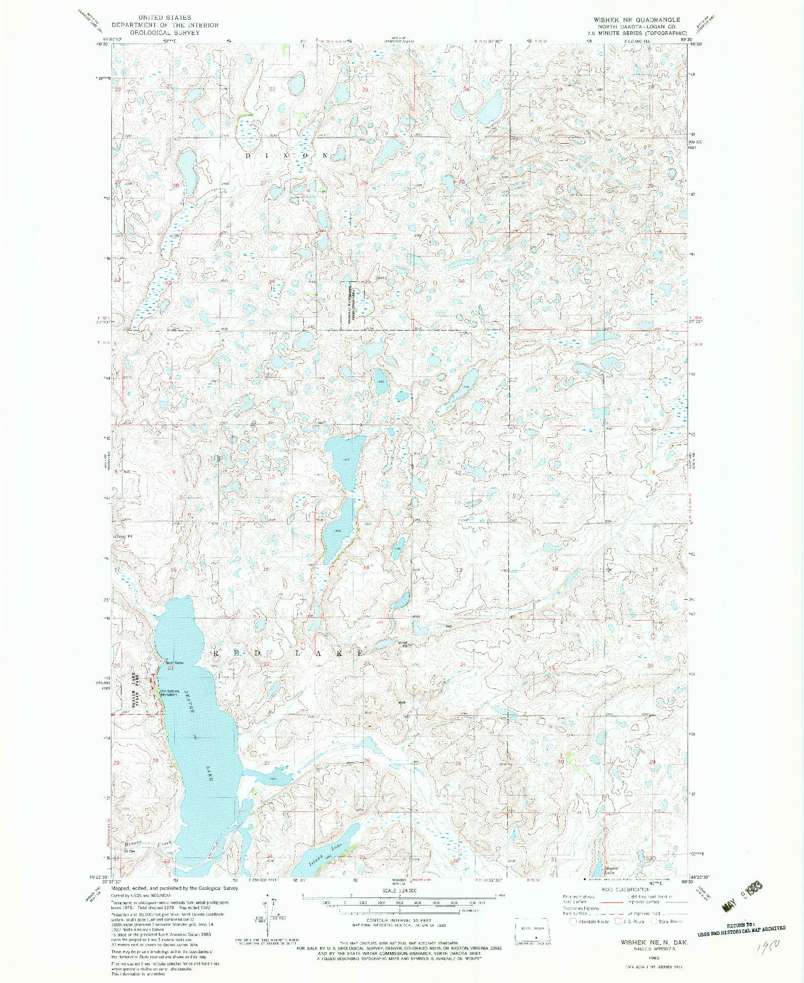 USGS 1:24000-SCALE QUADRANGLE FOR WISHEK NE, ND 1982