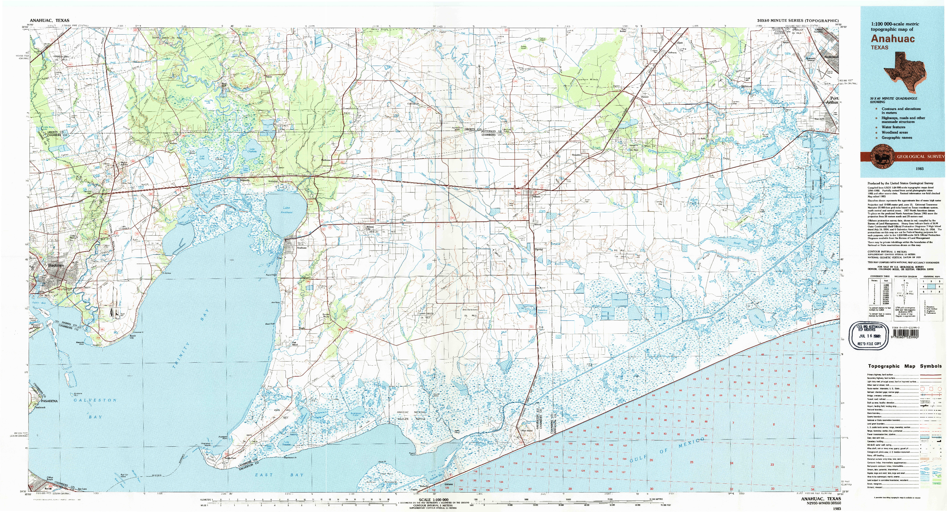 USGS 1:100000-SCALE QUADRANGLE FOR ANAHUAC, TX 1983