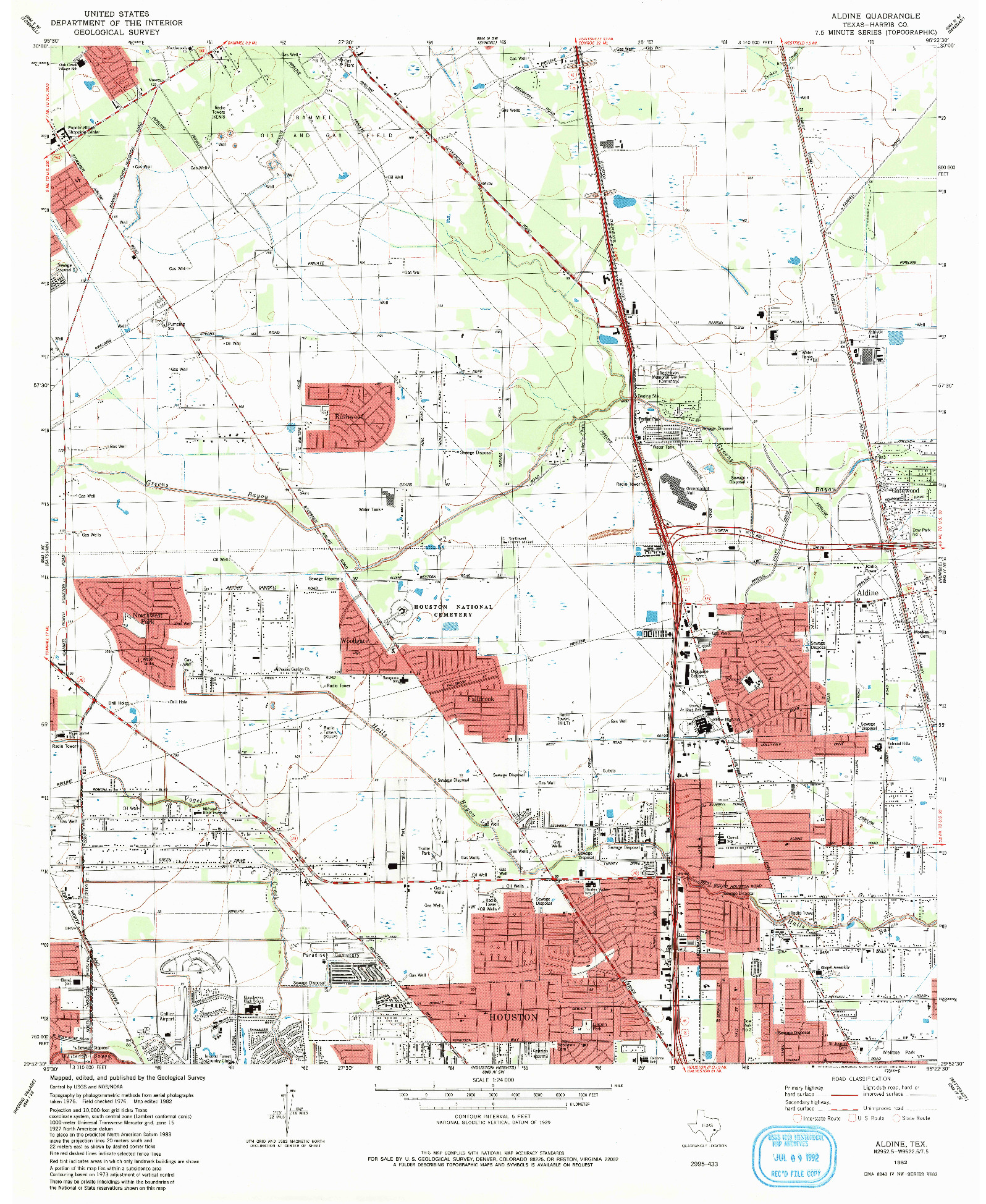 USGS 1:24000-SCALE QUADRANGLE FOR ALDINE, TX 1982