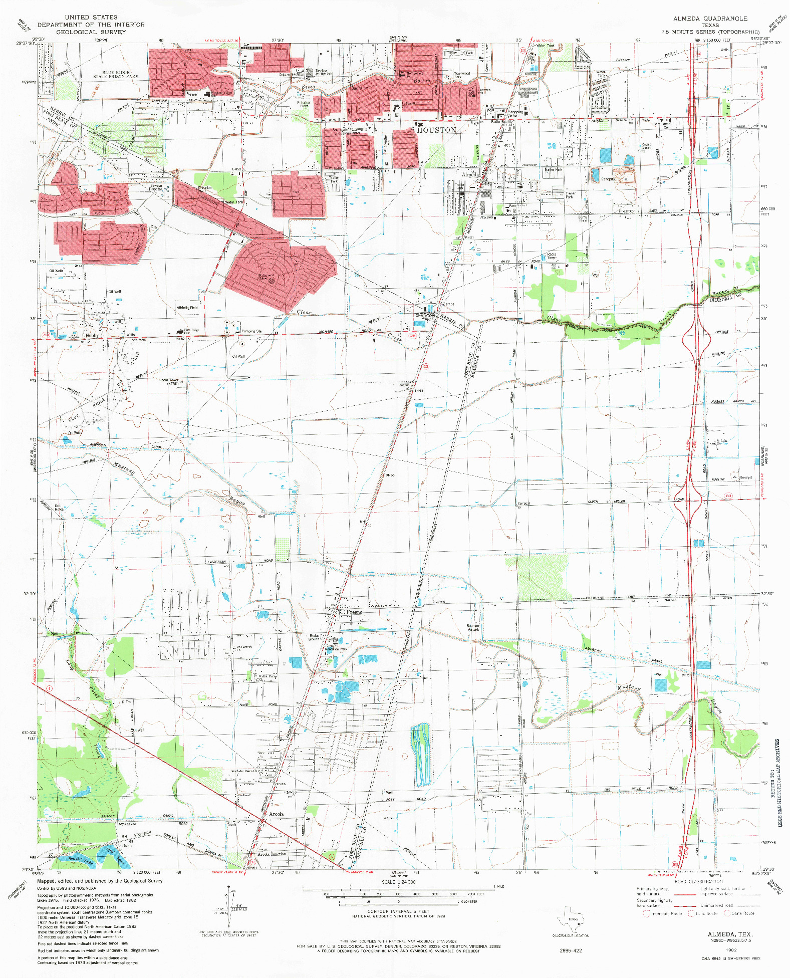 USGS 1:24000-SCALE QUADRANGLE FOR ALMEDA, TX 1982