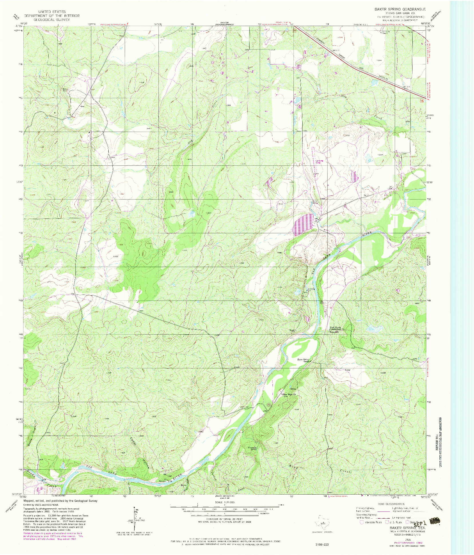 USGS 1:24000-SCALE QUADRANGLE FOR BAKER SPRING, TX 1955