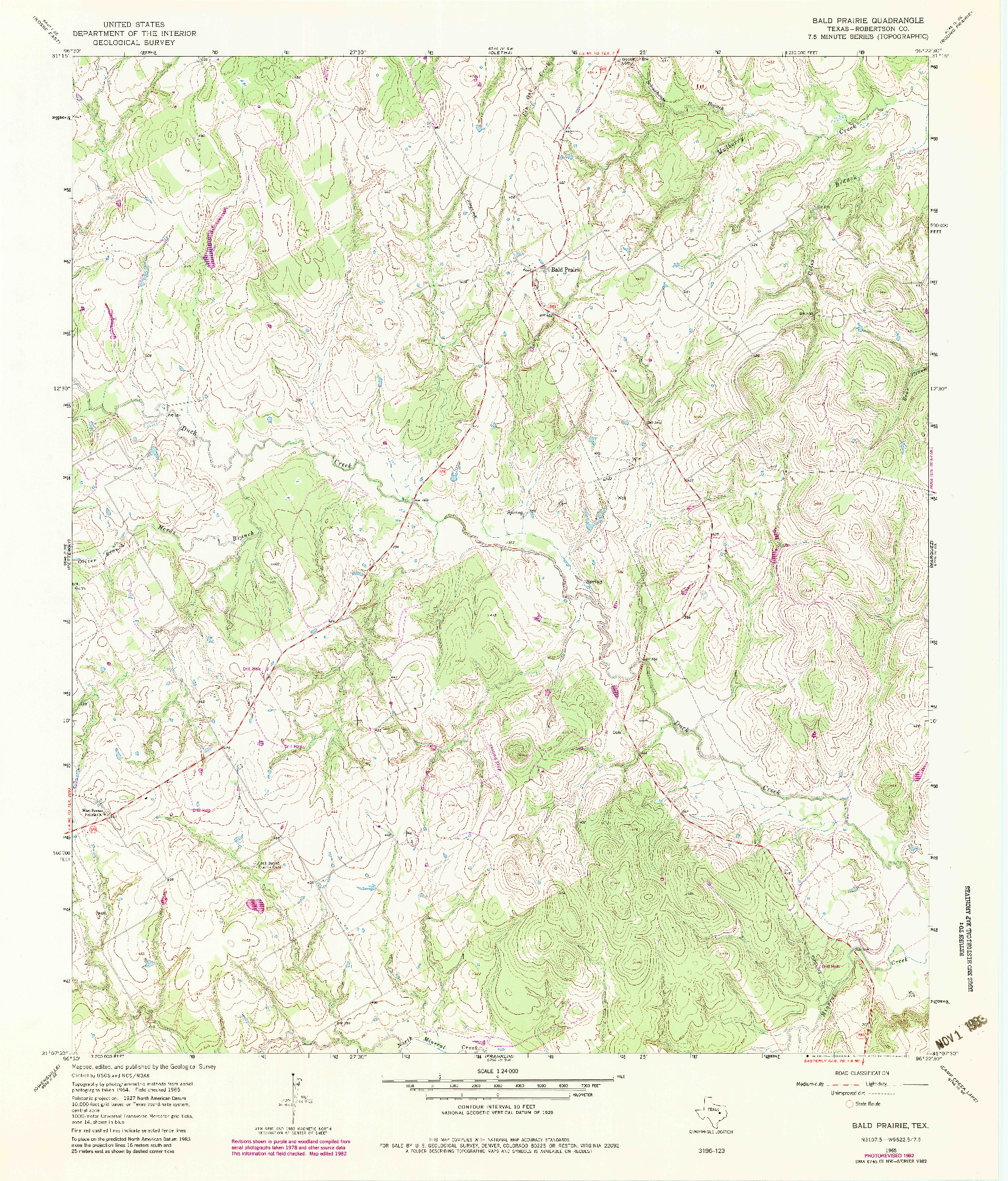 USGS 1:24000-SCALE QUADRANGLE FOR BALD PRAIRIE, TX 1965