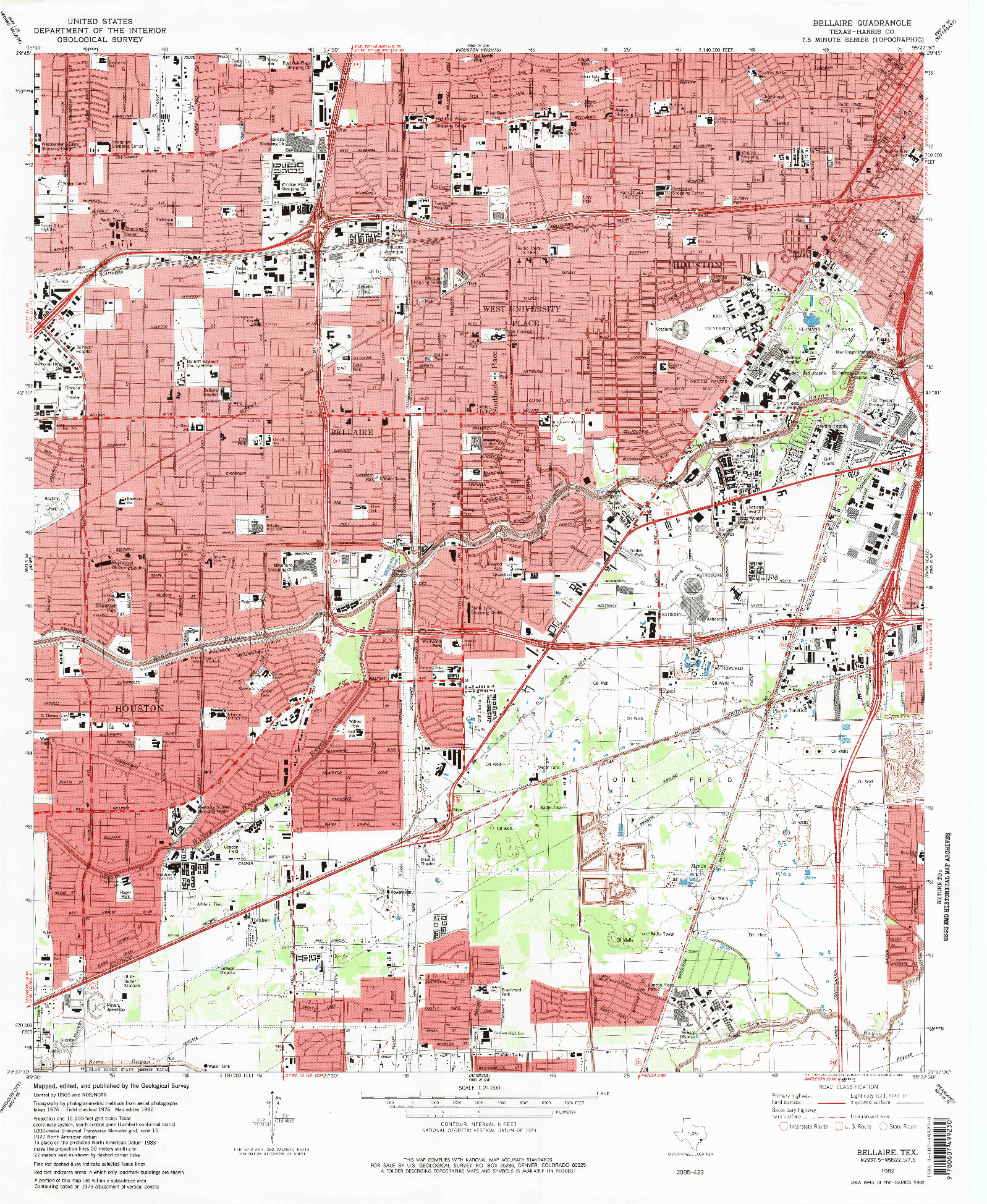 USGS 1:24000-SCALE QUADRANGLE FOR BELLAIRE, TX 1982