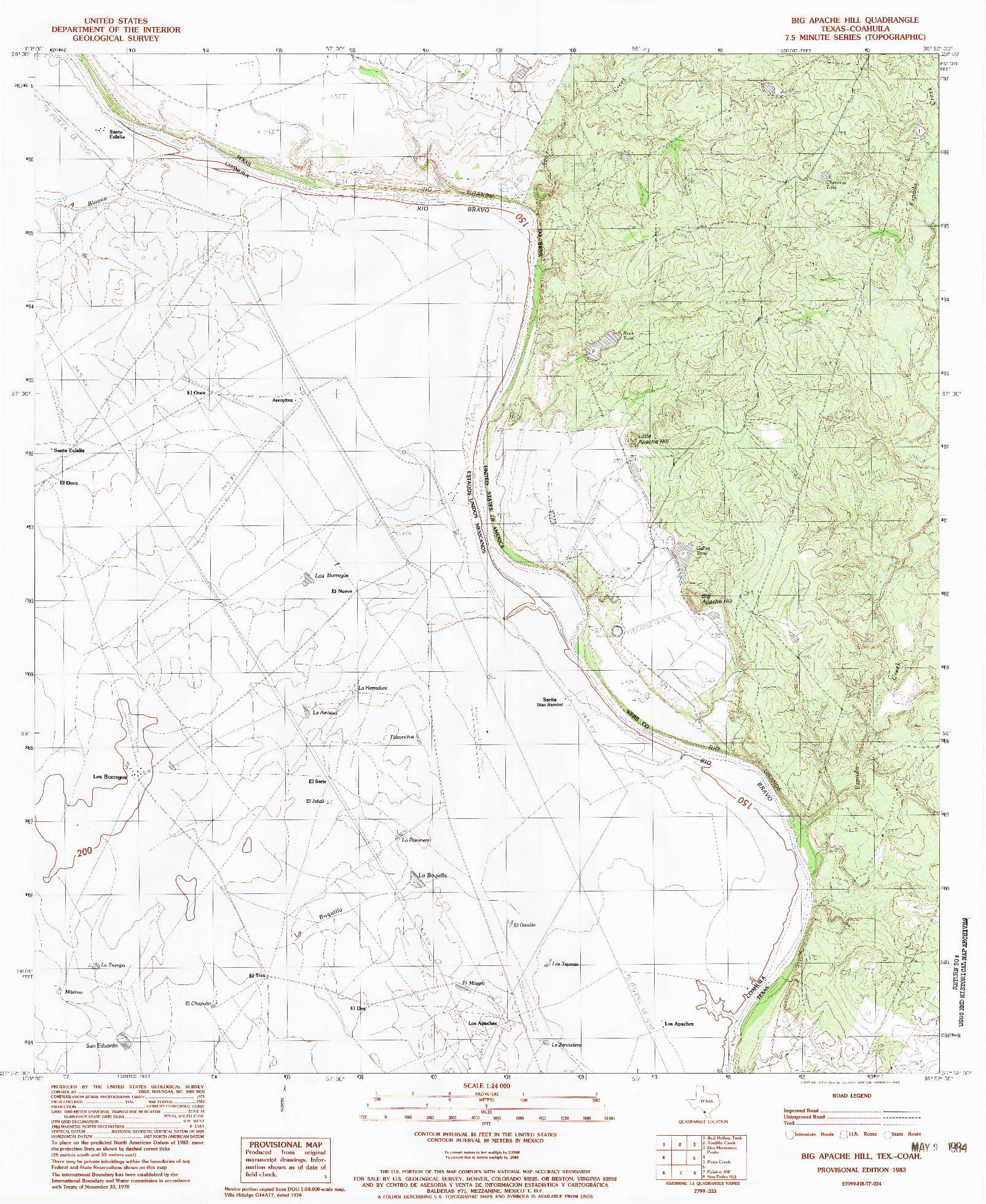 USGS 1:24000-SCALE QUADRANGLE FOR BIG APACHE HILL, TX 1983