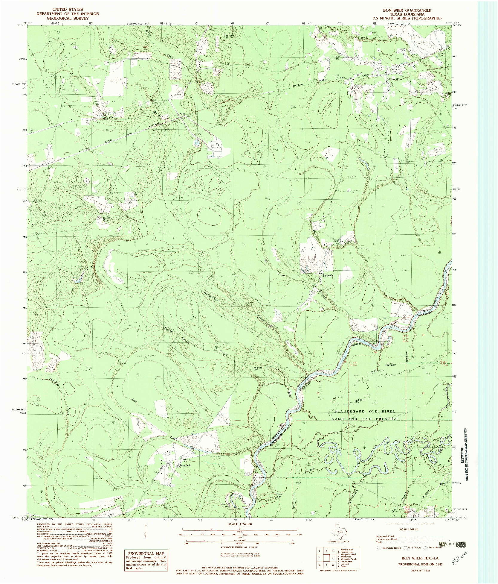 USGS 1:24000-SCALE QUADRANGLE FOR BON WIER, TX 1982