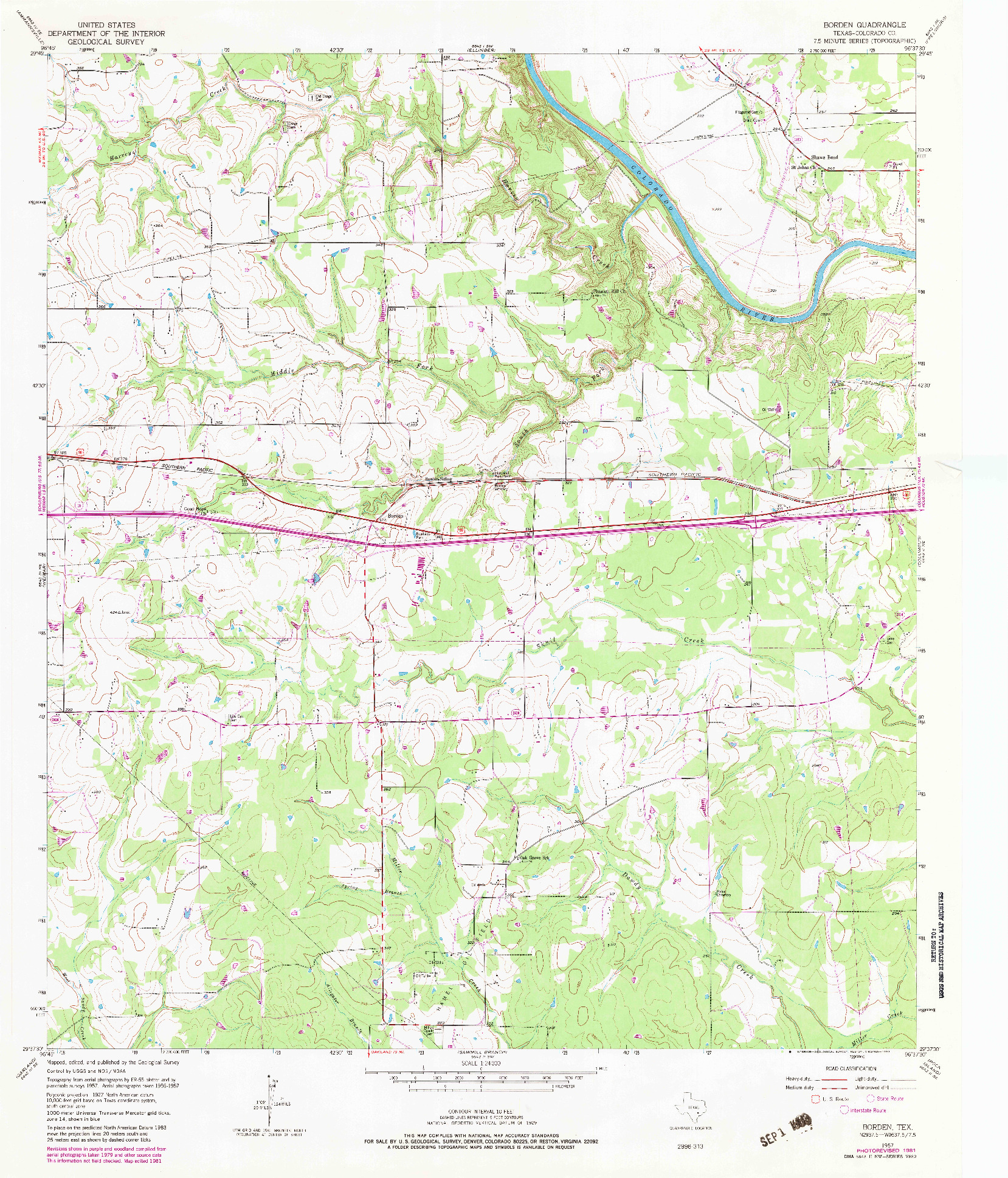 USGS 1:24000-SCALE QUADRANGLE FOR BORDEN, TX 1957