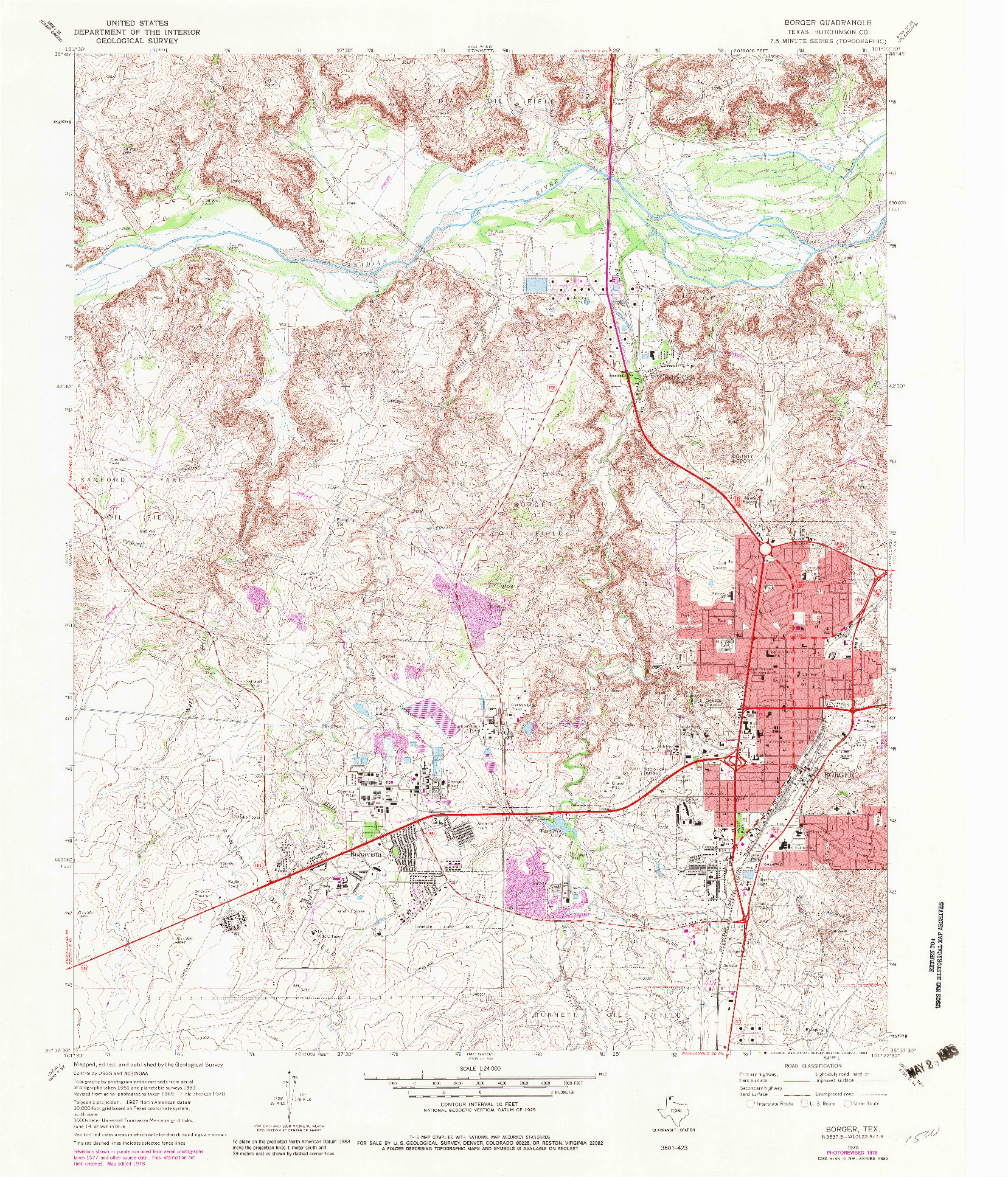USGS 1:24000-SCALE QUADRANGLE FOR BORGER, TX 1970