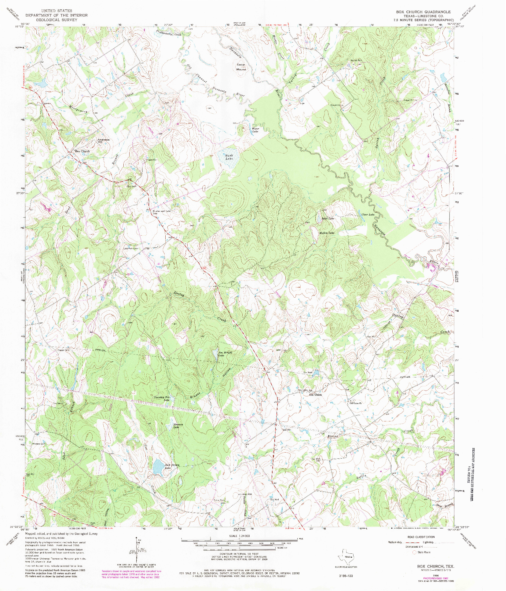 USGS 1:24000-SCALE QUADRANGLE FOR BOX CHURCH, TX 1966