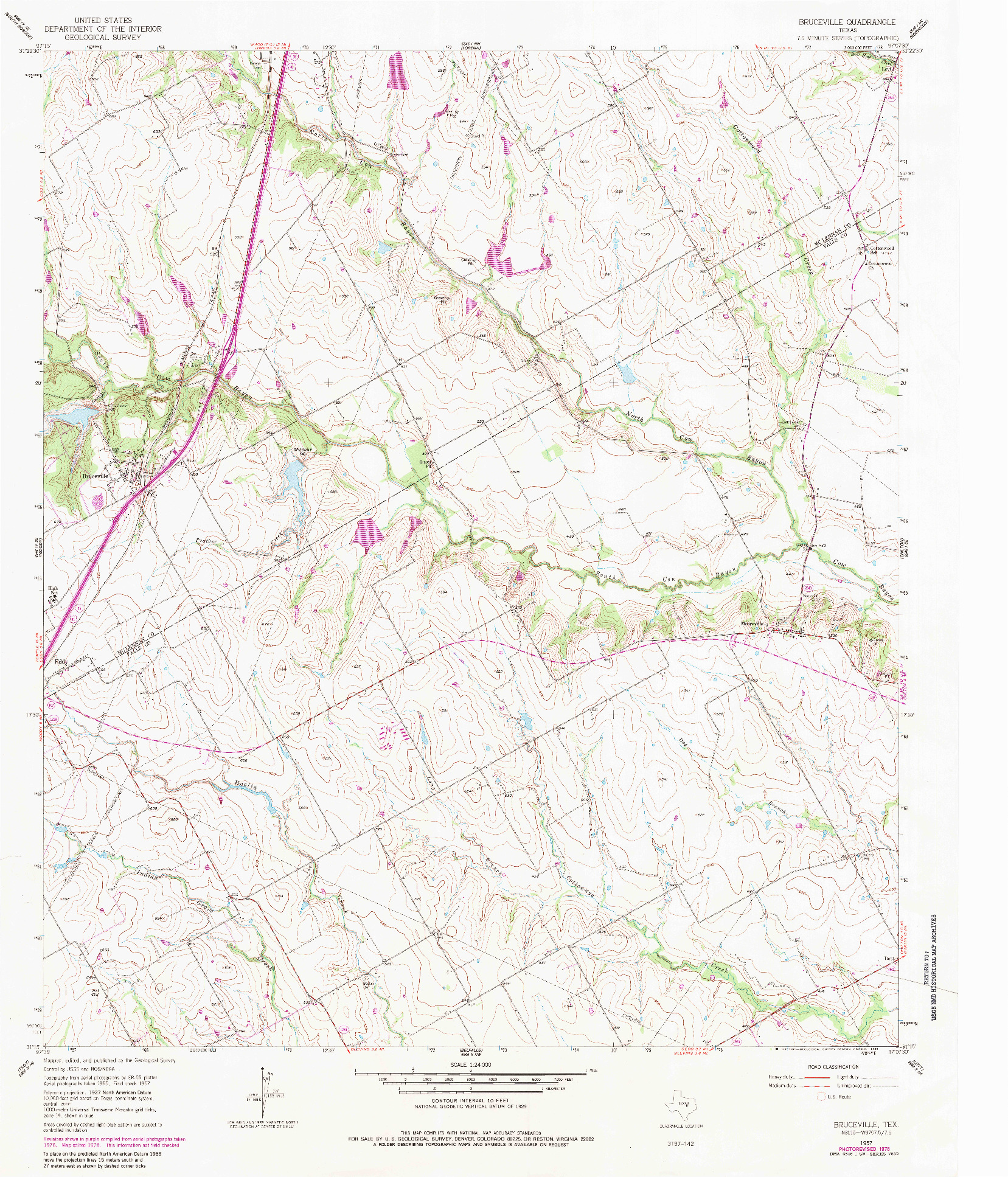 USGS 1:24000-SCALE QUADRANGLE FOR BRUCEVILLE, TX 1957