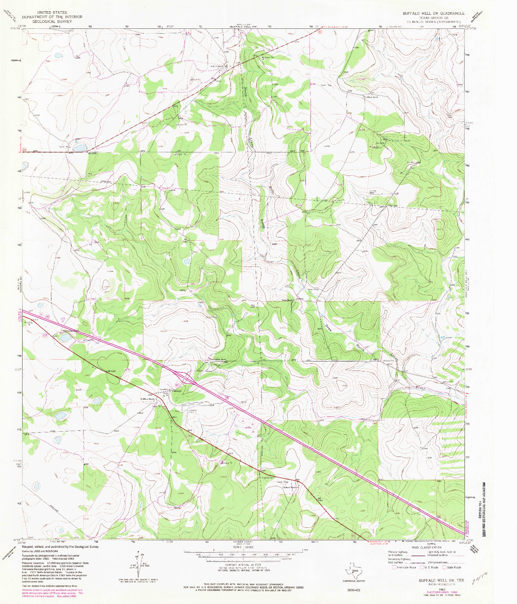 USGS 1:24000-SCALE QUADRANGLE FOR BUFFALO WELL SW, TX 1963