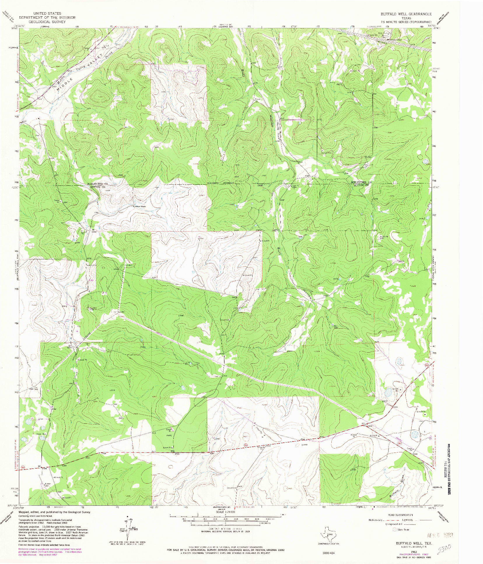USGS 1:24000-SCALE QUADRANGLE FOR BUFFALO WELL, TX 1963