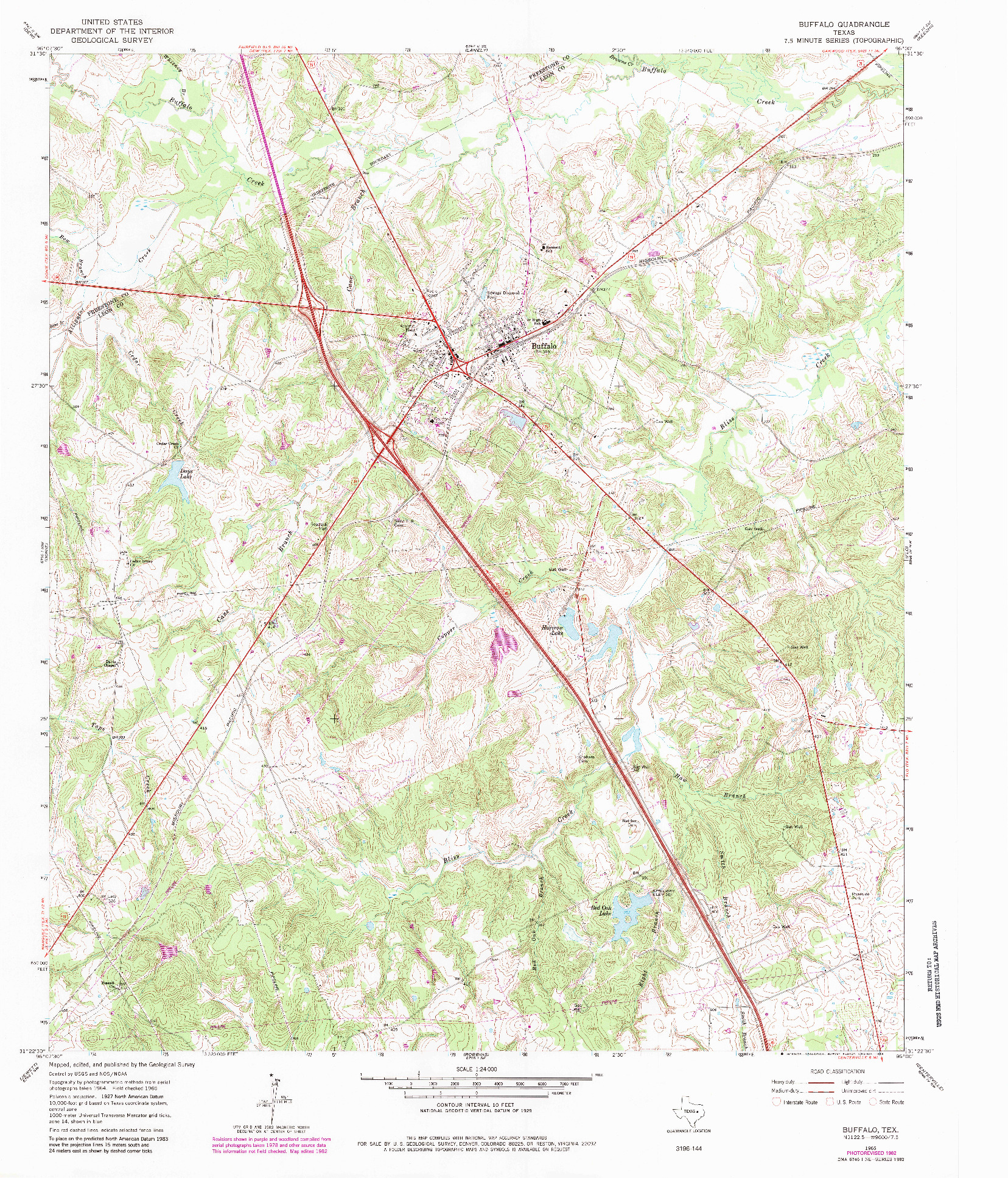 USGS 1:24000-SCALE QUADRANGLE FOR BUFFALO, TX 1965