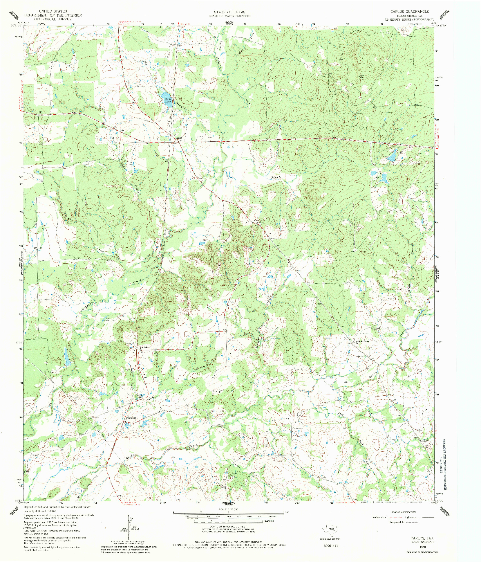 USGS 1:24000-SCALE QUADRANGLE FOR CARLOS, TX 1960