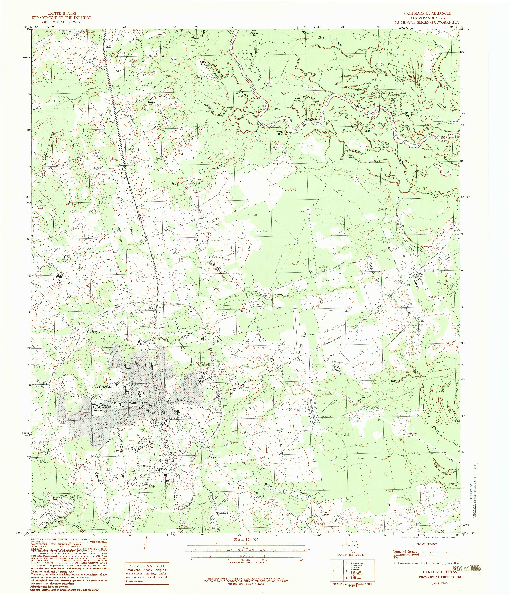 USGS 1:24000-SCALE QUADRANGLE FOR CARTHAGE, TX 1983