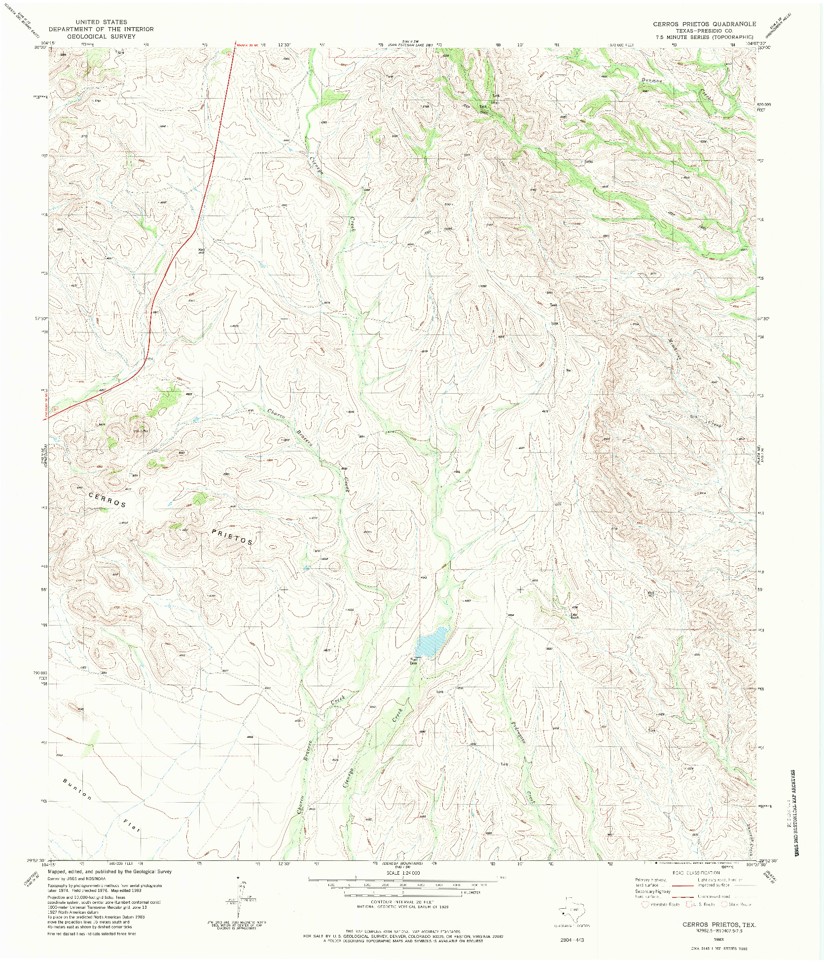 USGS 1:24000-SCALE QUADRANGLE FOR CERROS PRIETOS, TX 1983