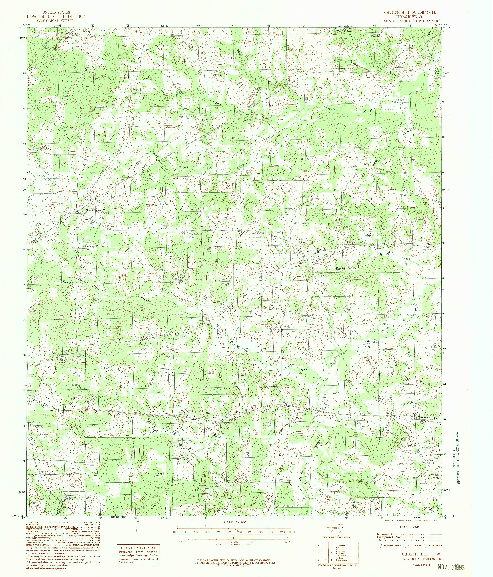 USGS 1:24000-SCALE QUADRANGLE FOR CHURCH HILL, TX 1983