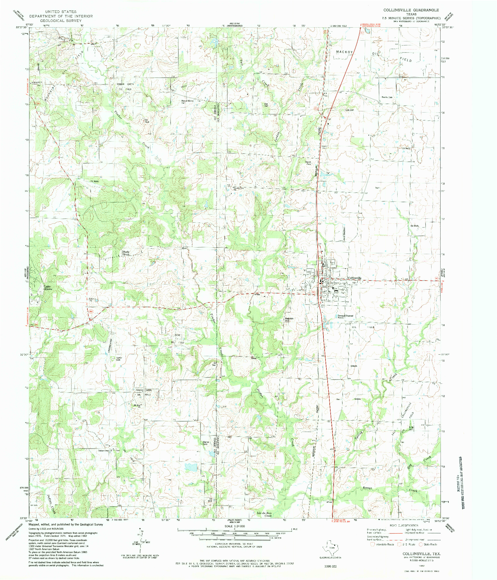 USGS 1:24000-SCALE QUADRANGLE FOR COLLINSVILLE, TX 1982
