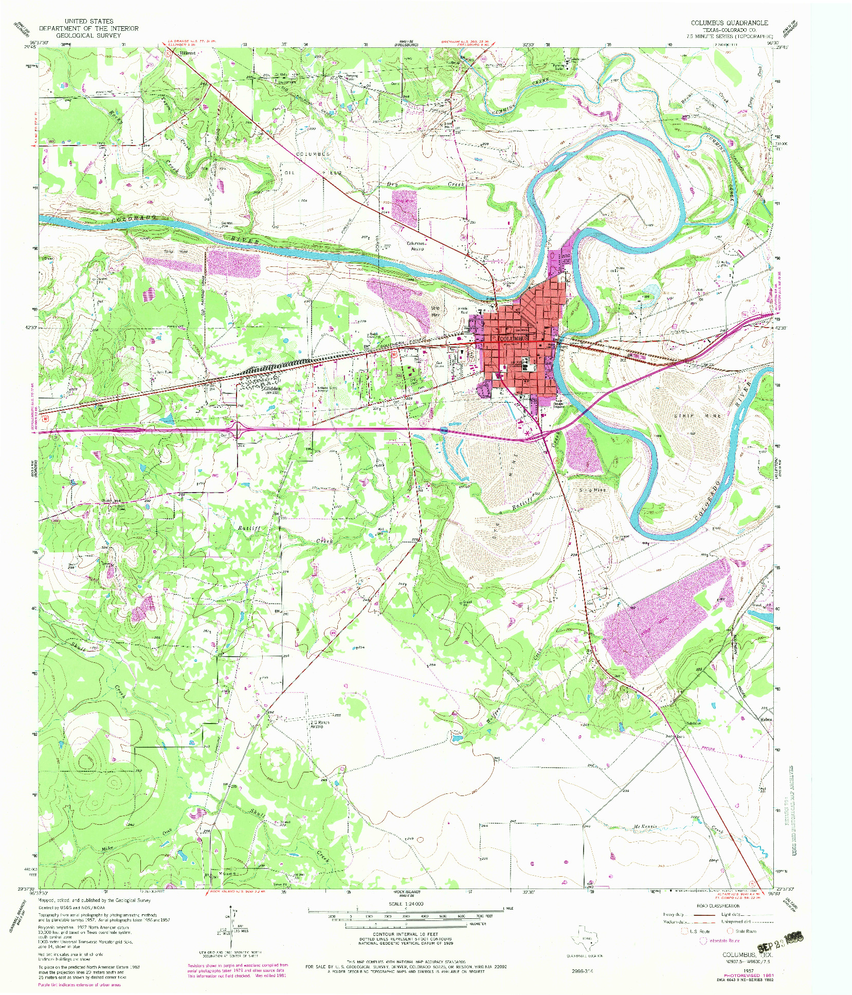USGS 1:24000-SCALE QUADRANGLE FOR COLUMBUS, TX 1957