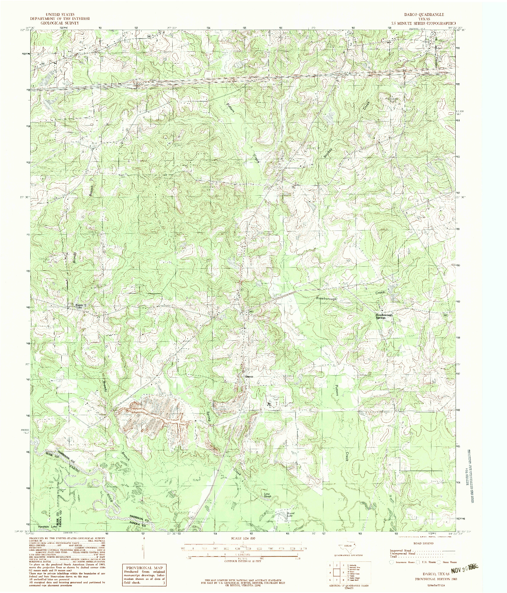 USGS 1:24000-SCALE QUADRANGLE FOR DARCO, TX 1983